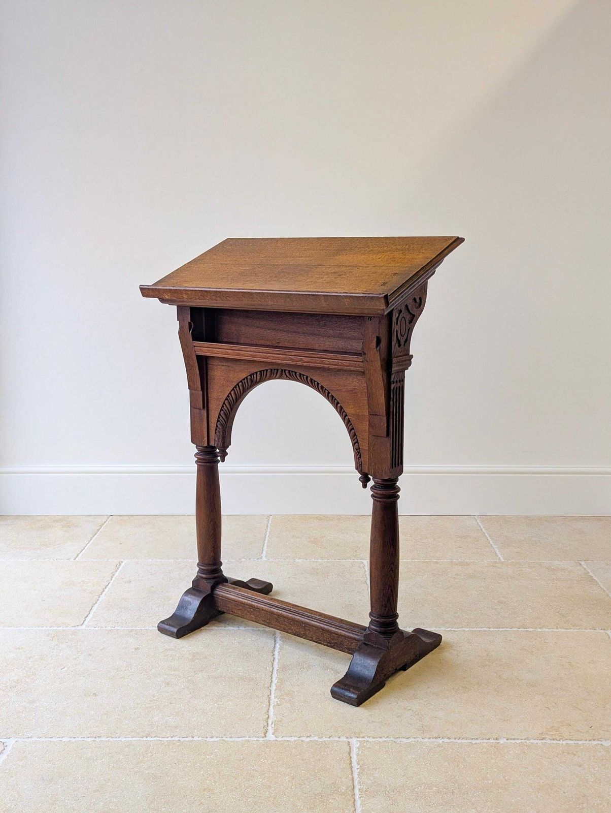Antique Victorian Gothic Revival Oak Lectern C.1893 photo furniture