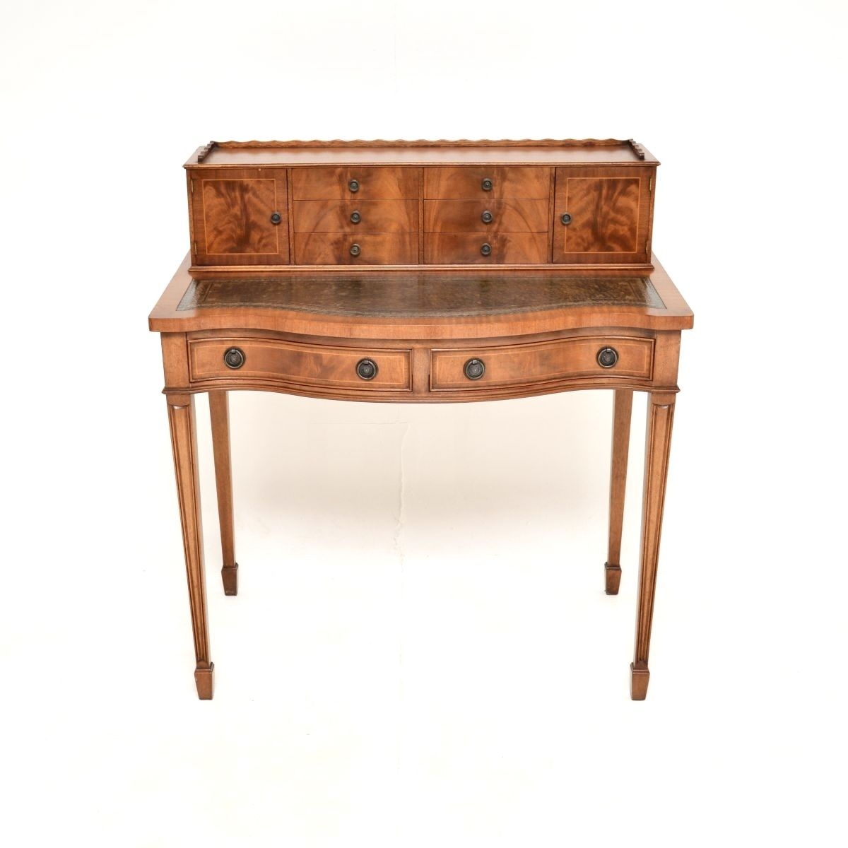 Antique Mahogany Leather Top Bonheur Du Jour Writing Desk photo furniture