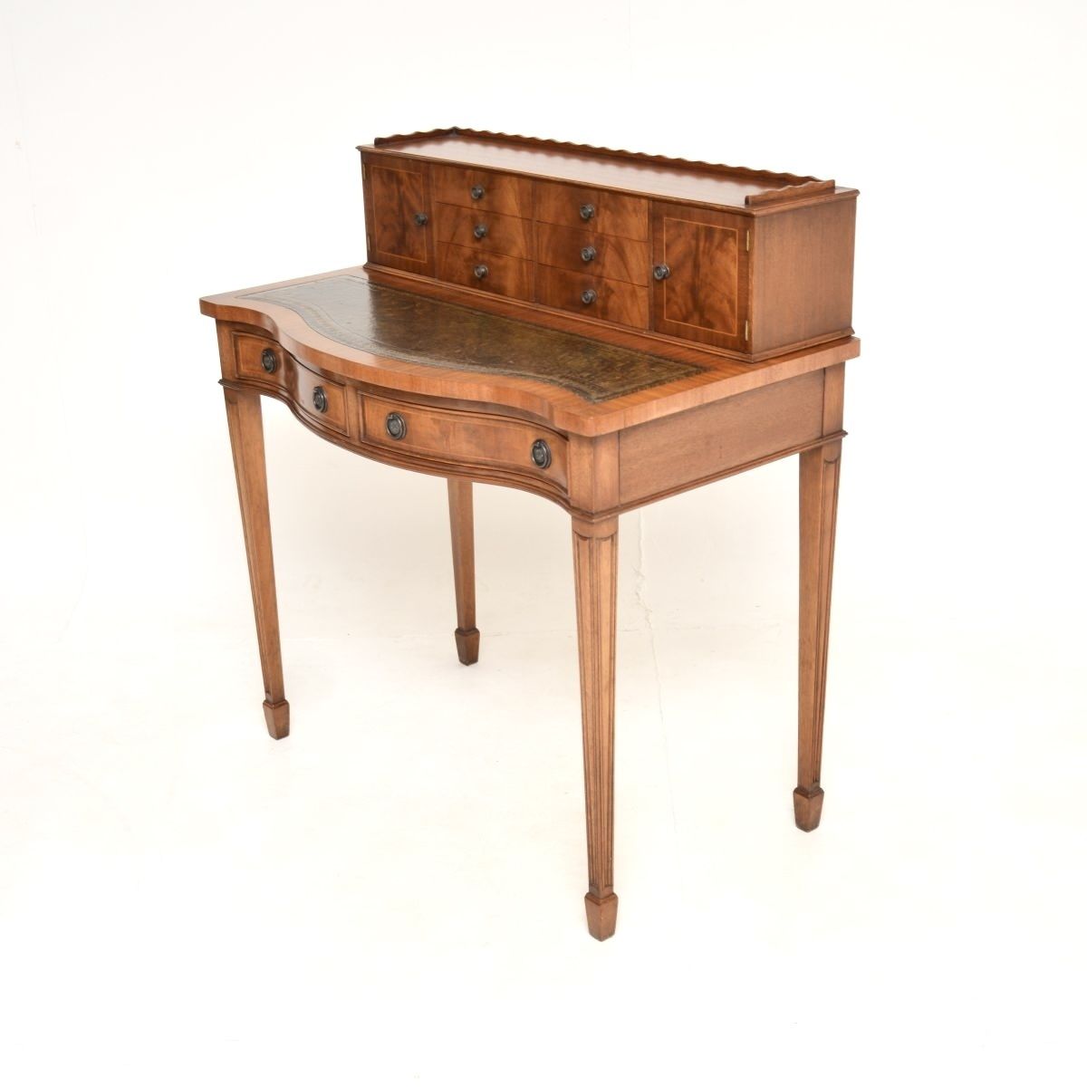 Antique Mahogany Leather Top Bonheur Du Jour Writing Desk photo for sale