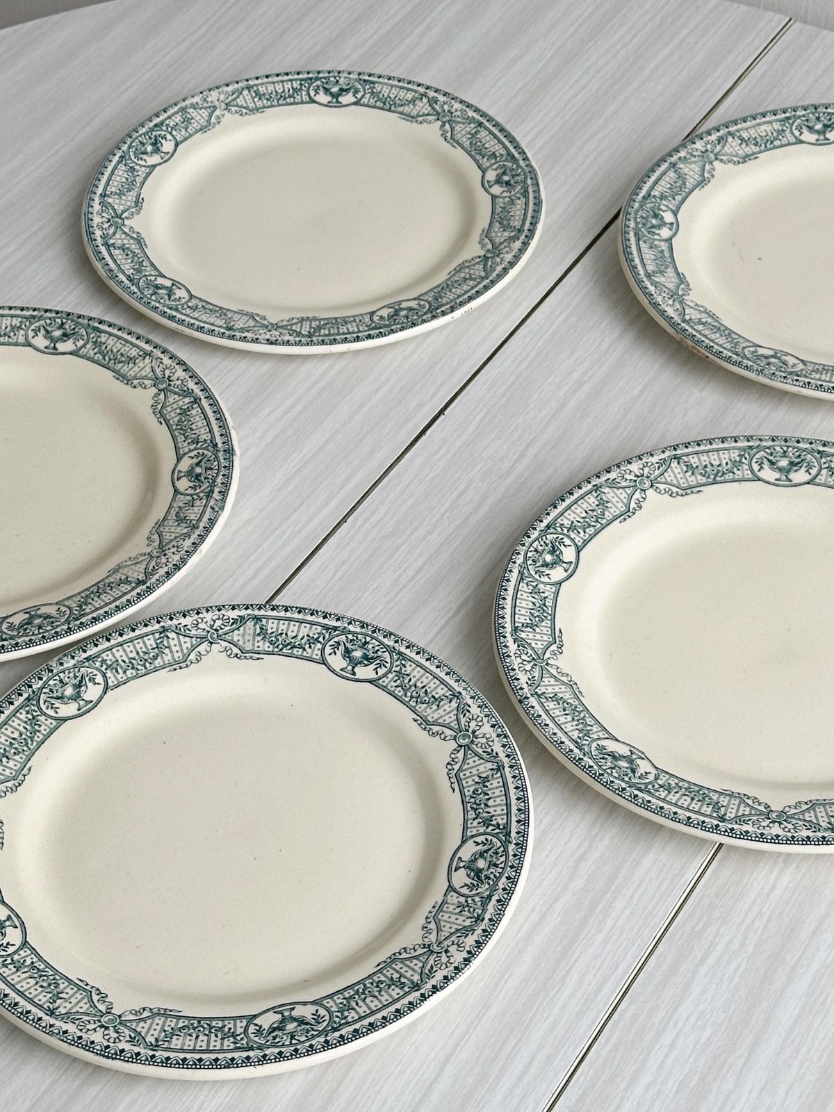 Set Of 6 Antique Ironstone Plates, Blue Decoration, Vintage French Service, Elegant Tableware, Antique Pieces, Gift Idea photo vintage