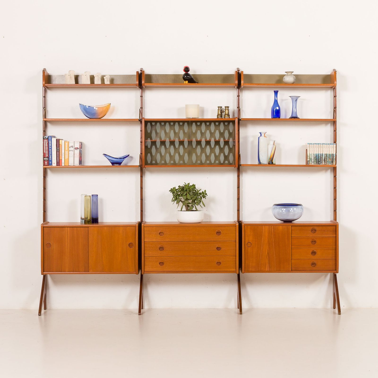 Ergo 3 Bay Free Standing Teak Wall Unit By John Texmon, Norway 1960s photo for sale