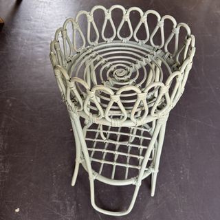 Green Wicker Jardiniere, 1970s photo furniture