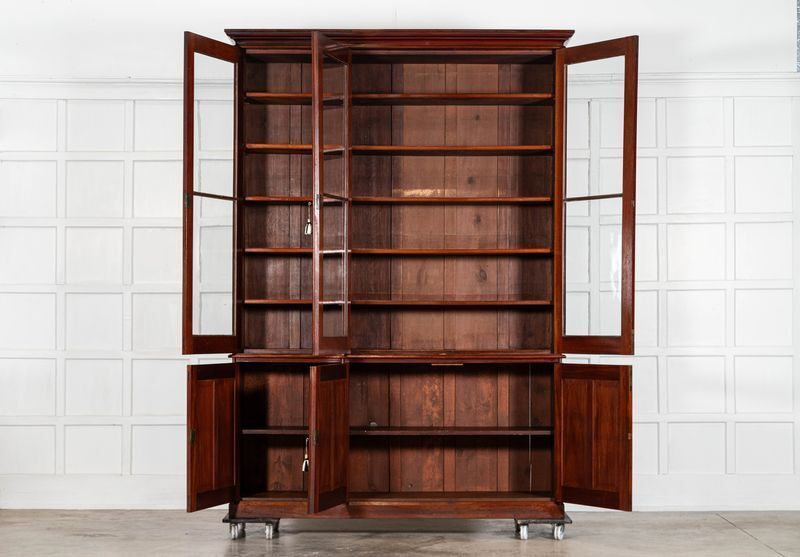 Large English 19thc Mahogany Glazed Bookcase photo for sale