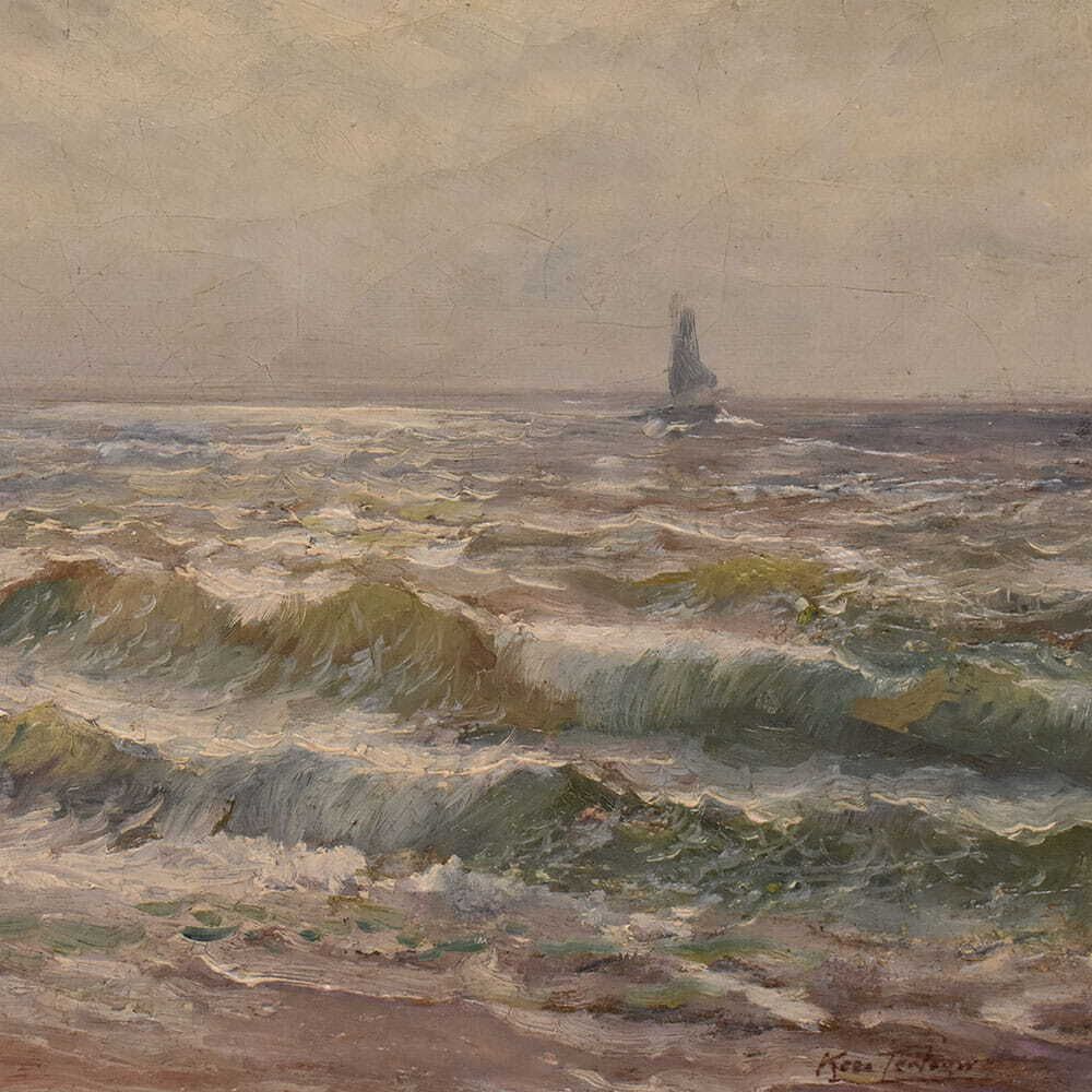 Waves And Sailing Boat Painting, Kees Terlouw, , Oil On Canvas, 20th Century, photo Art