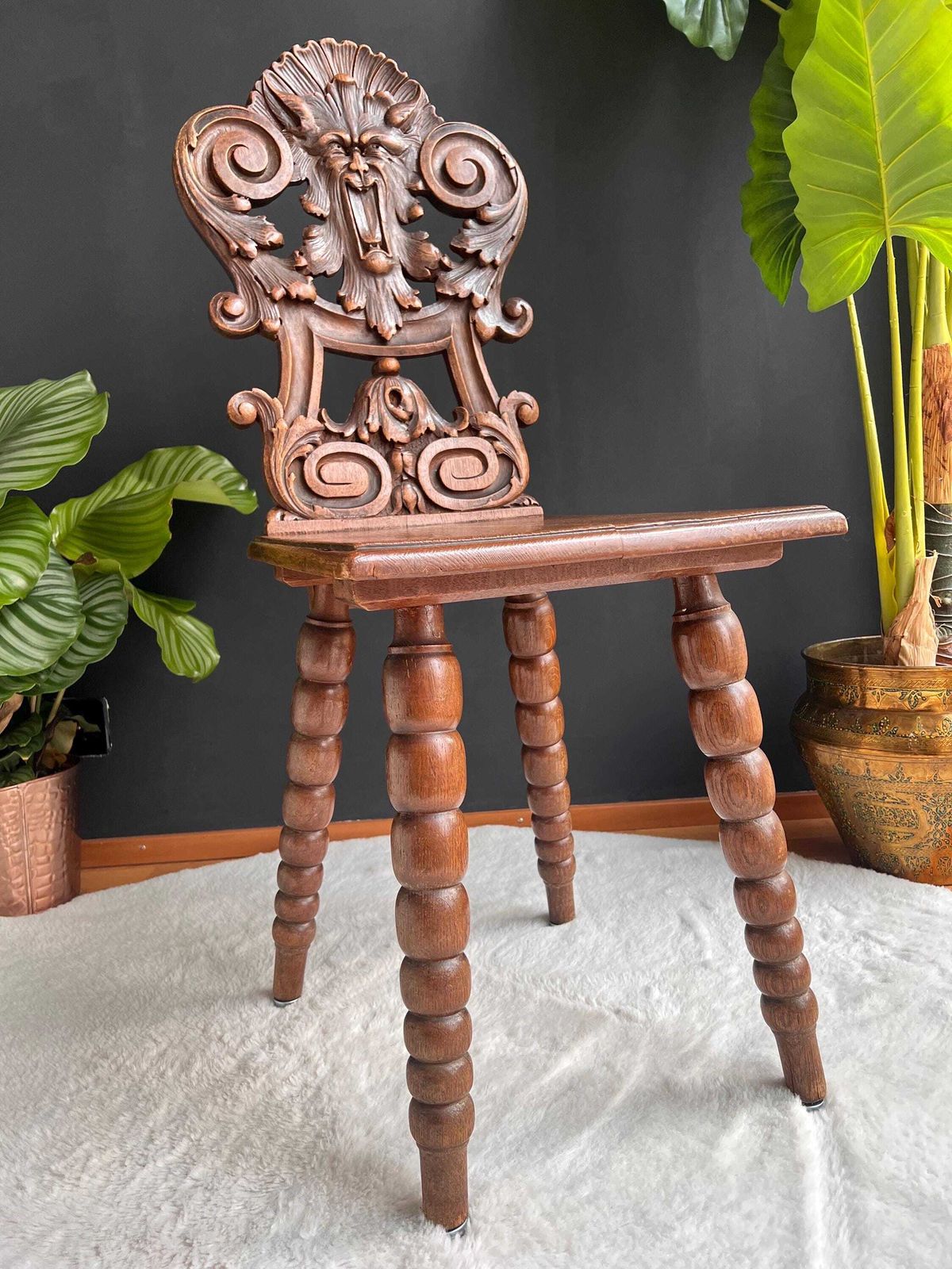 Antique Swiss Tyrolean Chair   Gothic Revival Accent Chair photo furniture