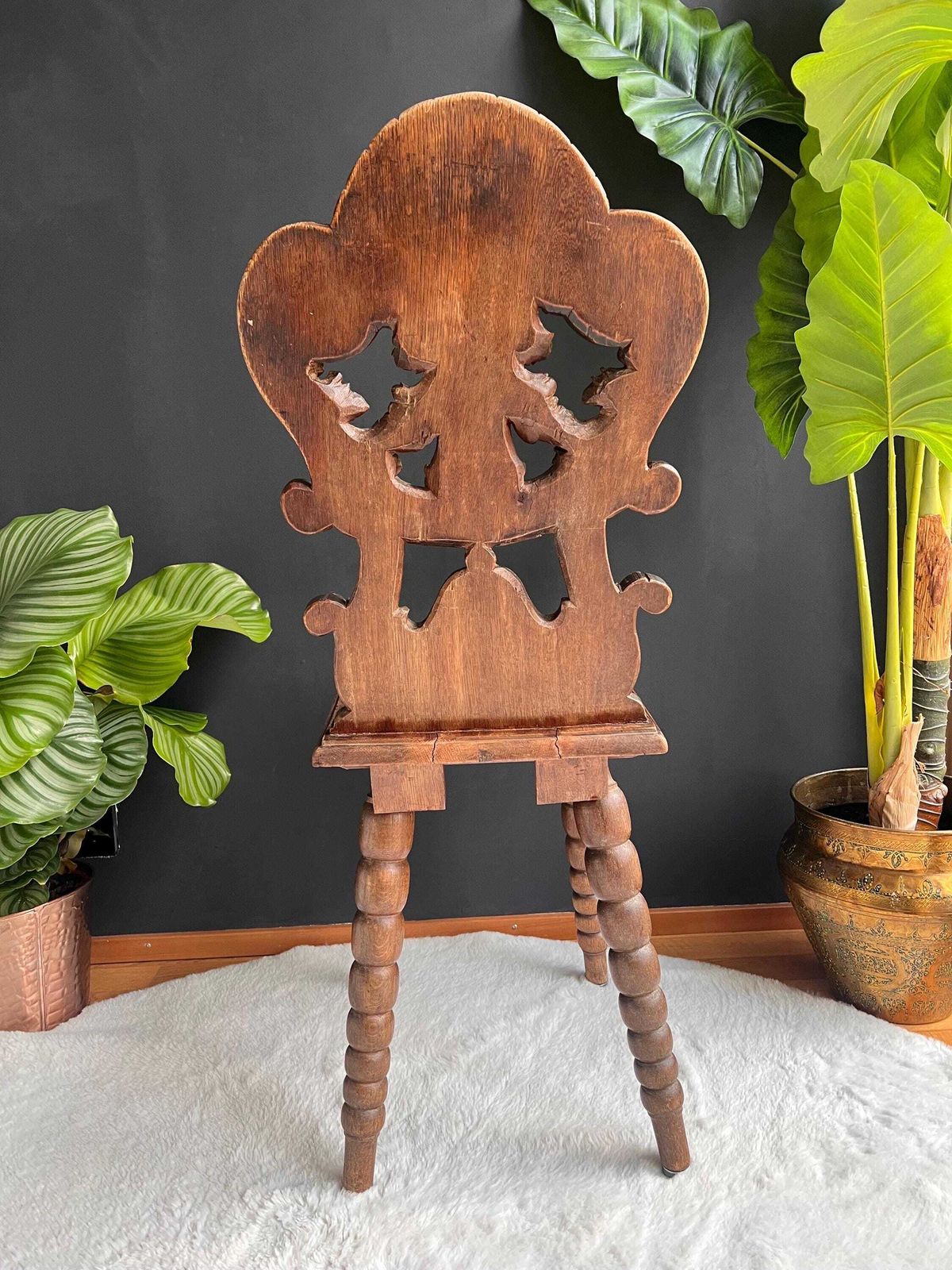 photo for sale Antique Swiss Tyrolean Chair   Gothic Revival Accent Chair