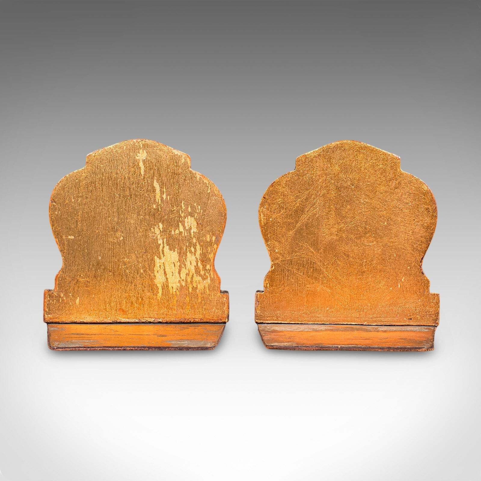 Pair Of Small Vintage Baroque Revival Bookends, Italian, Giltwood, Book Rest photo 301.0