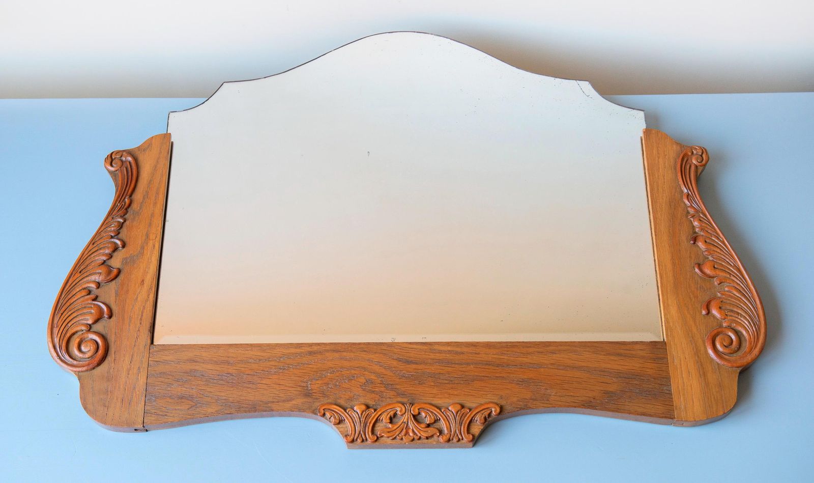 Art Deco Mantel Mirror With Beveled Glass – Carved Wood Frame, C. 1920 photo buy