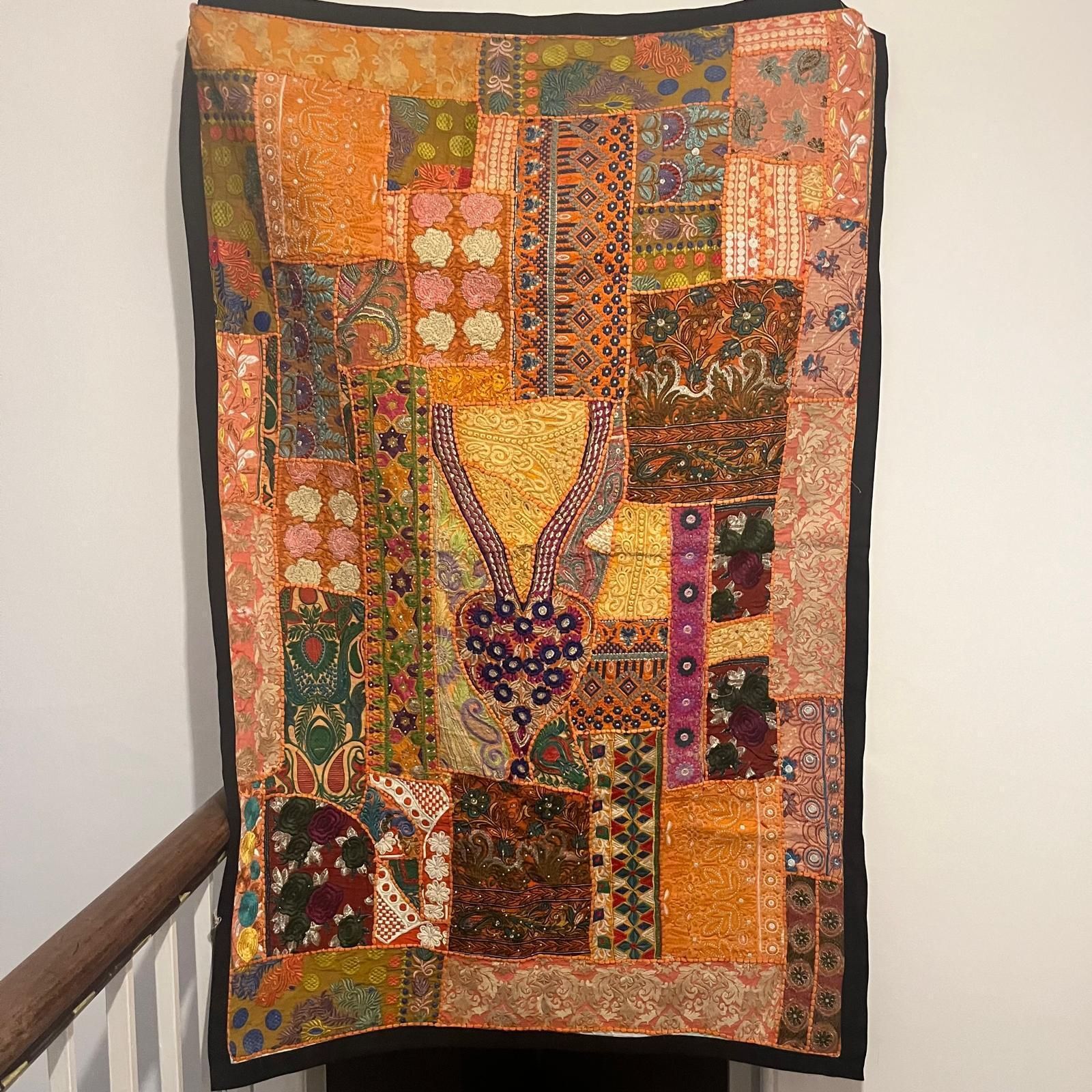 Large Vintage Indian Handmade Tapestry Decorative Wall Hanging photo for sale