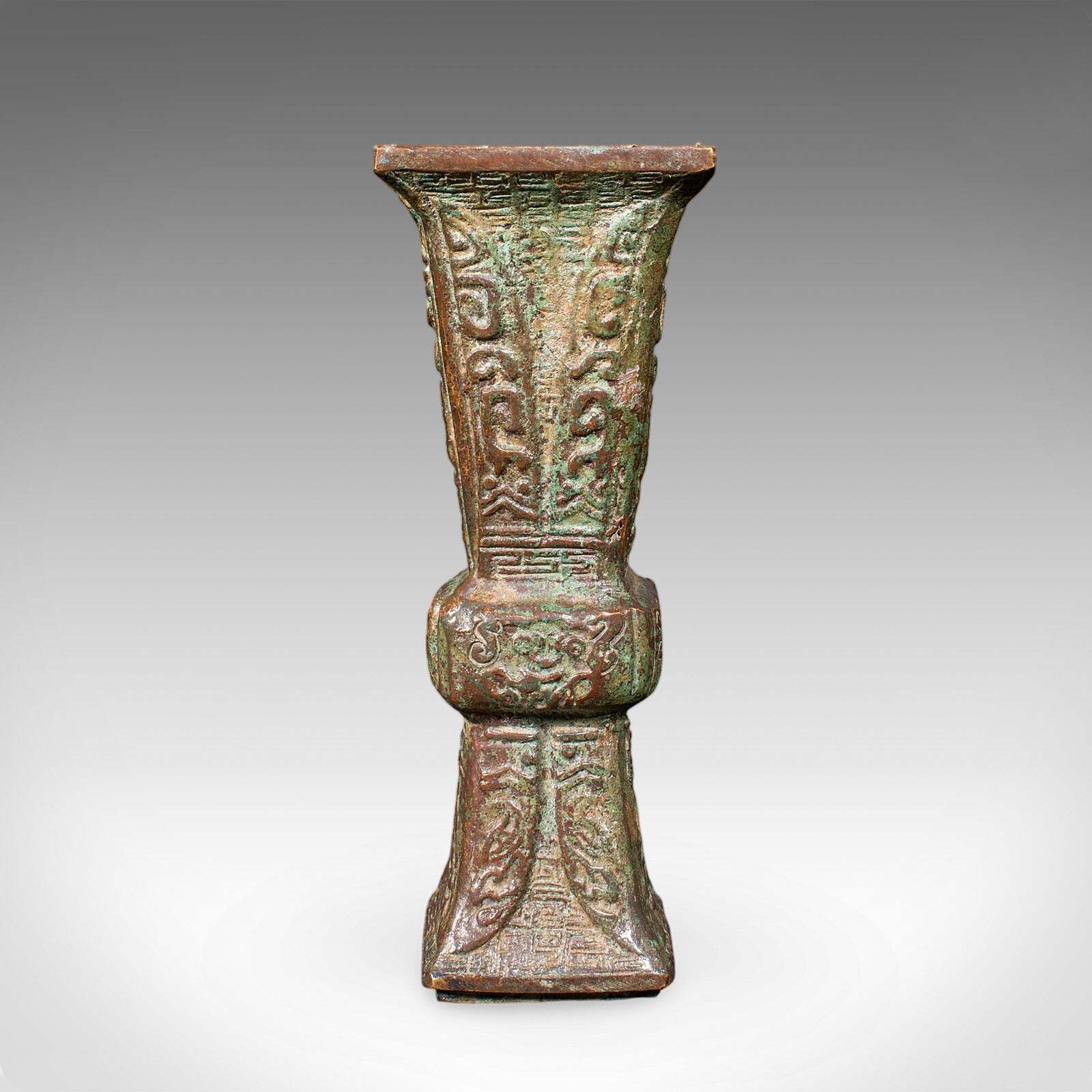 Antique Gu Ritual Vessel, Oriental, Bronze, Ceremonial, Posy Vase, Victorian photo furniture