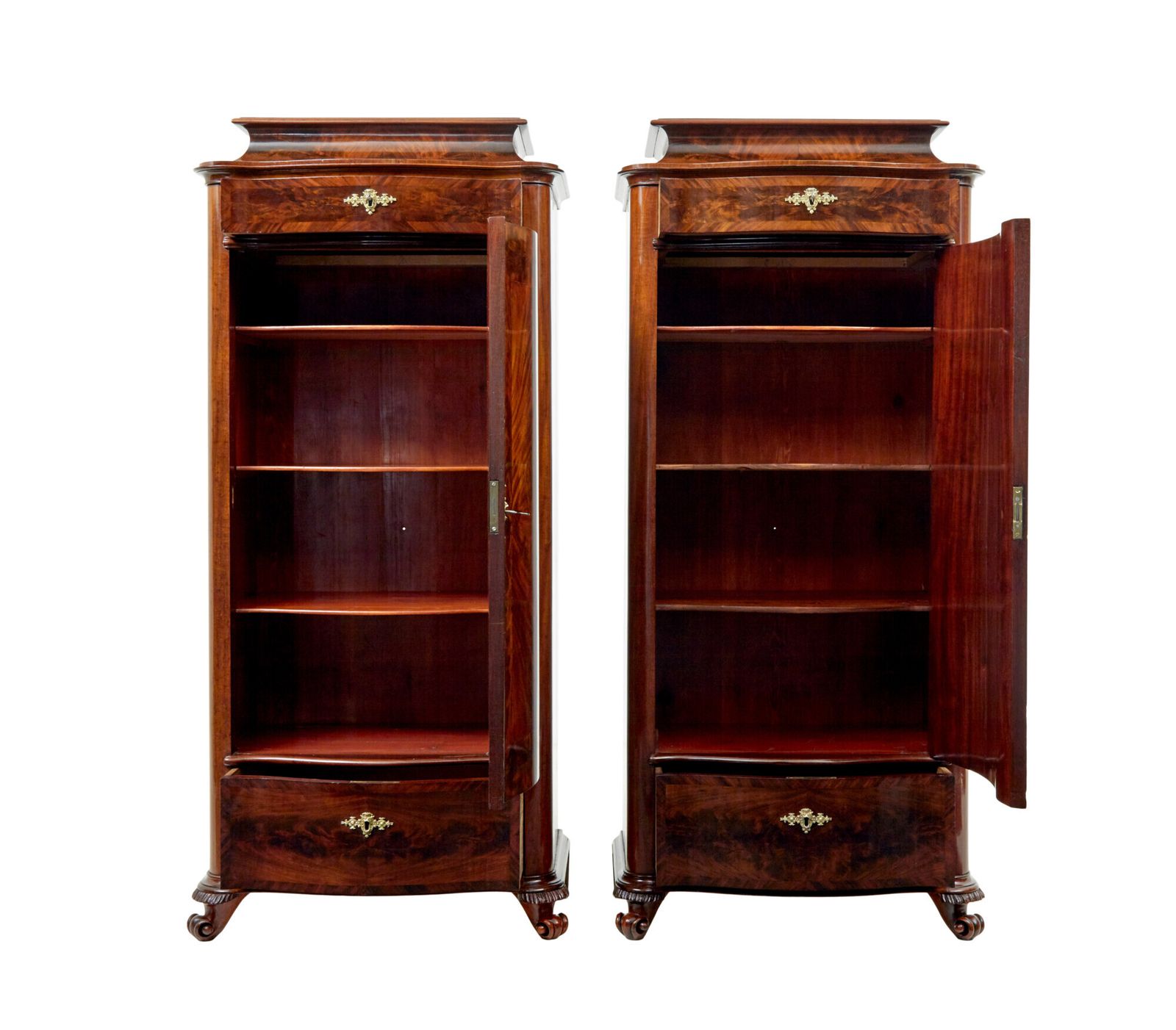 Furniture Scandinavian Pair Of 19th Century Serpentine Shaped Cupboards photo
