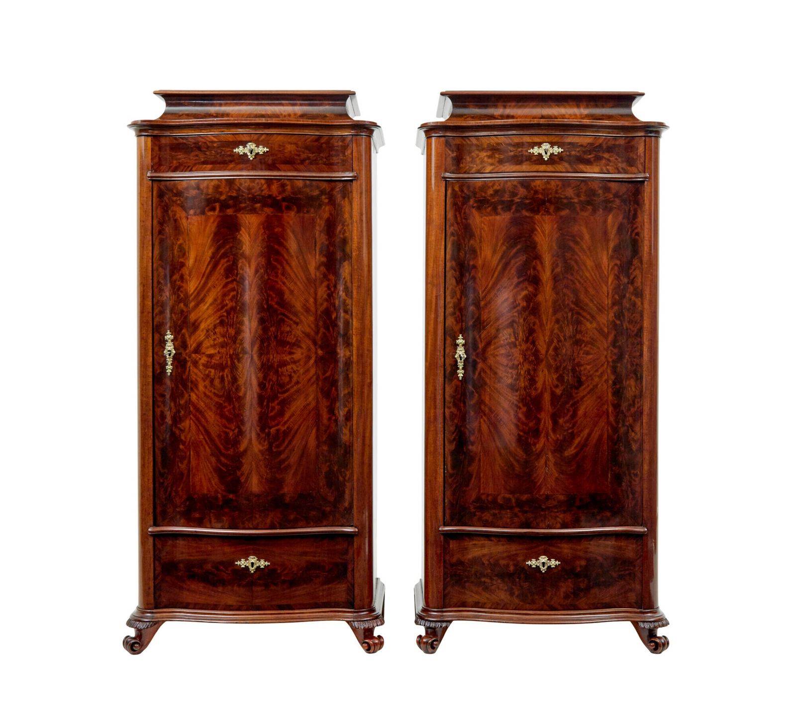 6595.0 Scandinavian Pair Of 19th Century Serpentine Shaped Cupboards photo