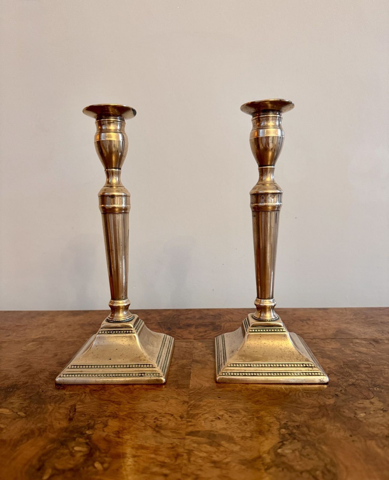 Elegant Quality Pair Of Antique Brass Candlesticks photo Home Decor