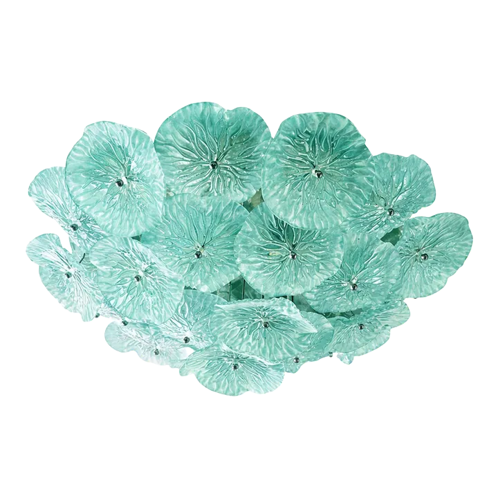 Contemporary Floreal Murano Glass Flush Mount By Simoeng In Sea Green And Sanded Color