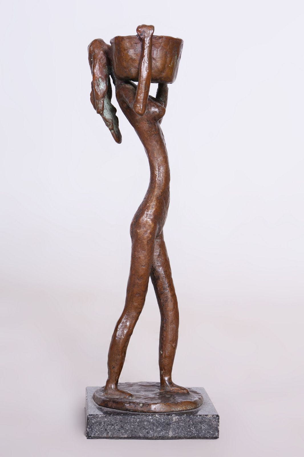 Original Art Deco Sculpture Of Girl With A Bucket, Bronze, Czech, 1930s photo furniture