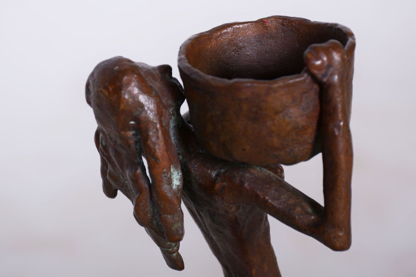 Original Art Deco Sculpture Of Girl With A Bucket, Bronze, Czech, 1930s photo vinterior