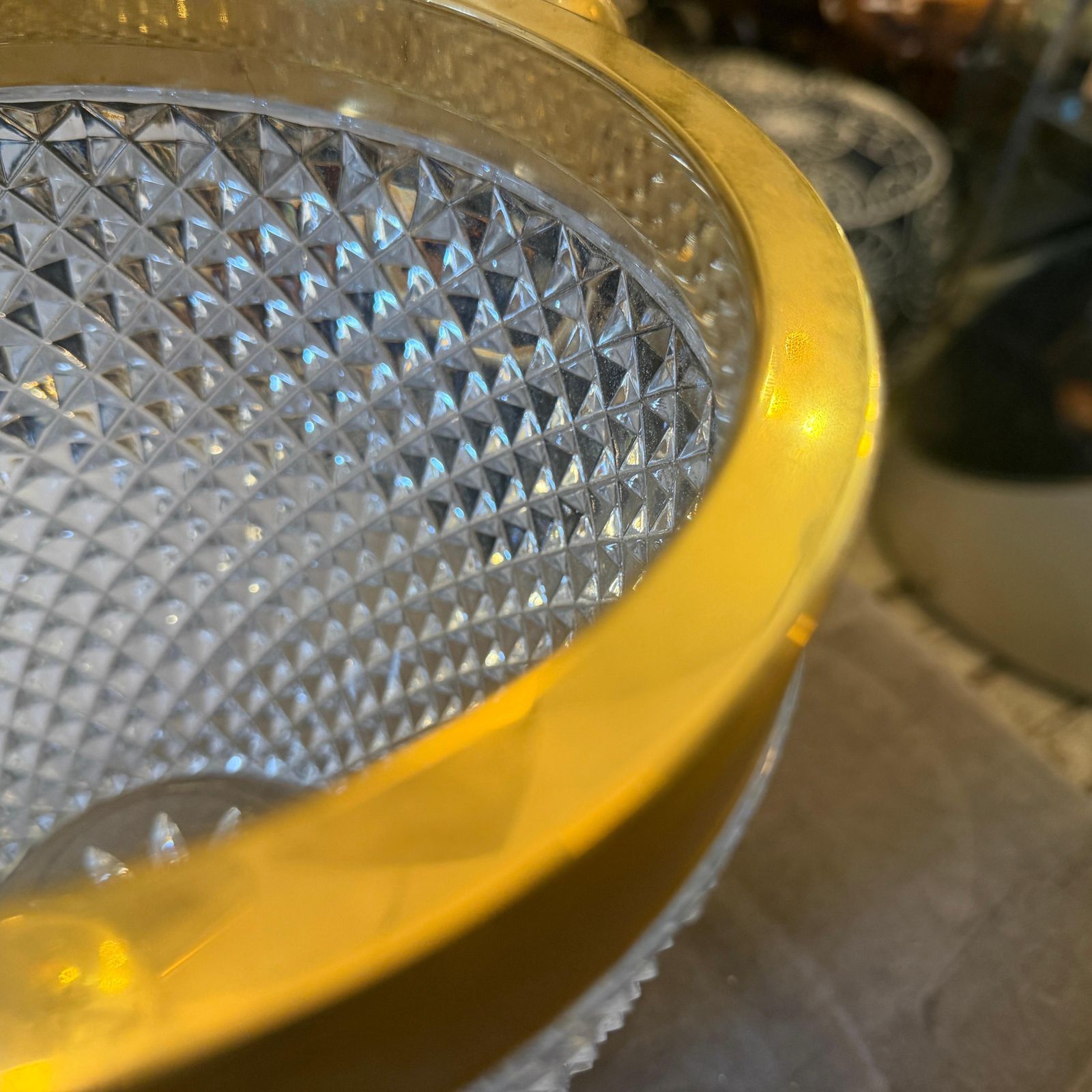 1980s Modernist Crystal And Gilded Metal French Champagne Cooler photo Home Decor