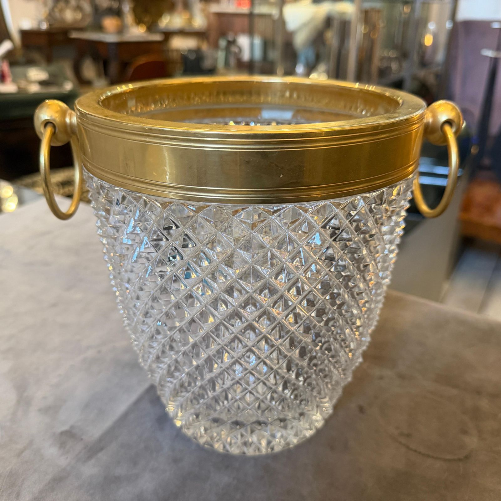Home Decor 1980s Modernist Crystal And Gilded Metal French Champagne Cooler photo