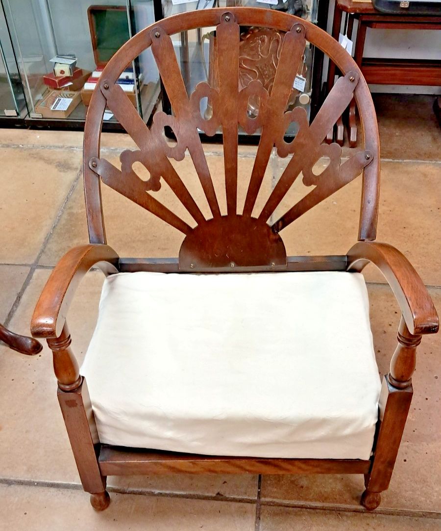 Vintage Art Deco Child's Wooden Sunburst Armchair As Found