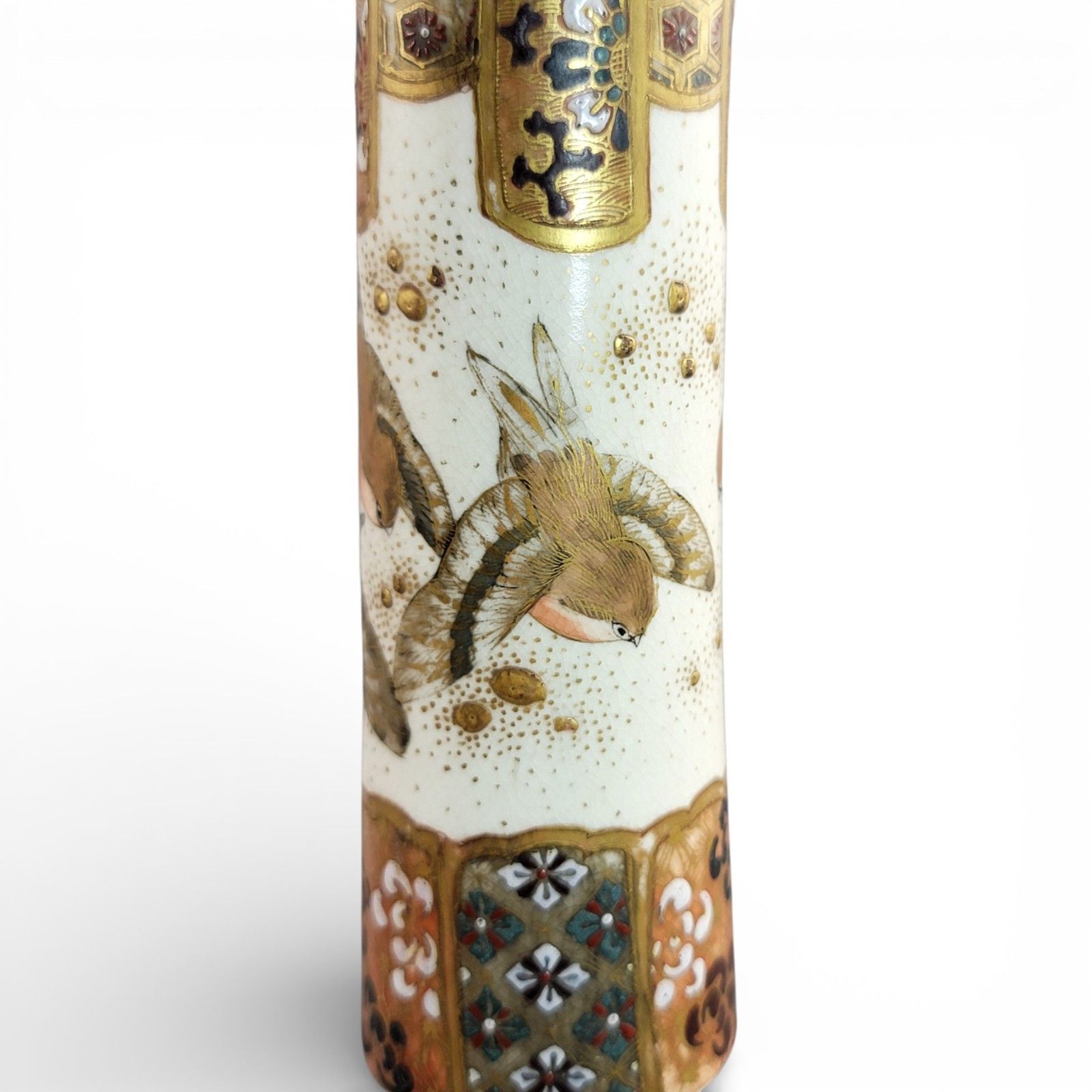 7000.0 Pair Of Large Meiji Japanese Satsuma Vases, Moriage & Gold Pointillé photo