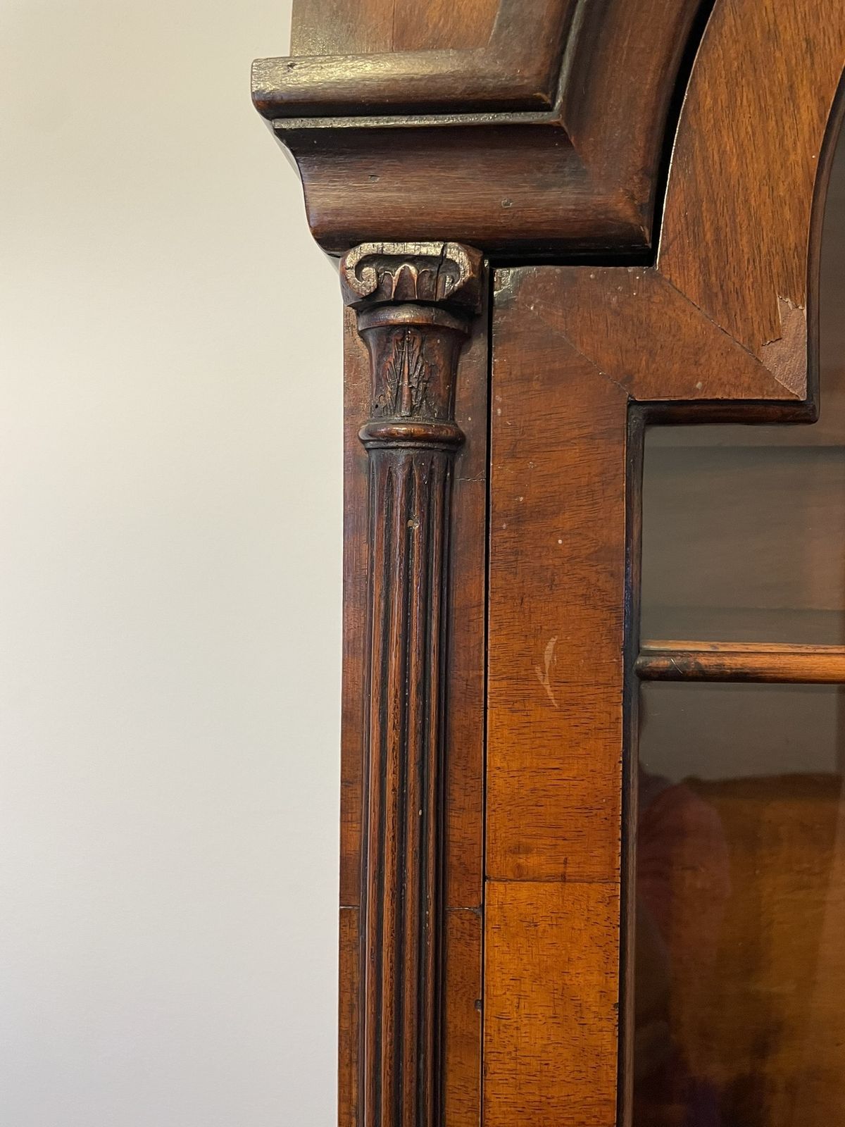 655.0 Walnut Queen Anne / George I Style Bureau Bookcase (1920s Reproduction) photo