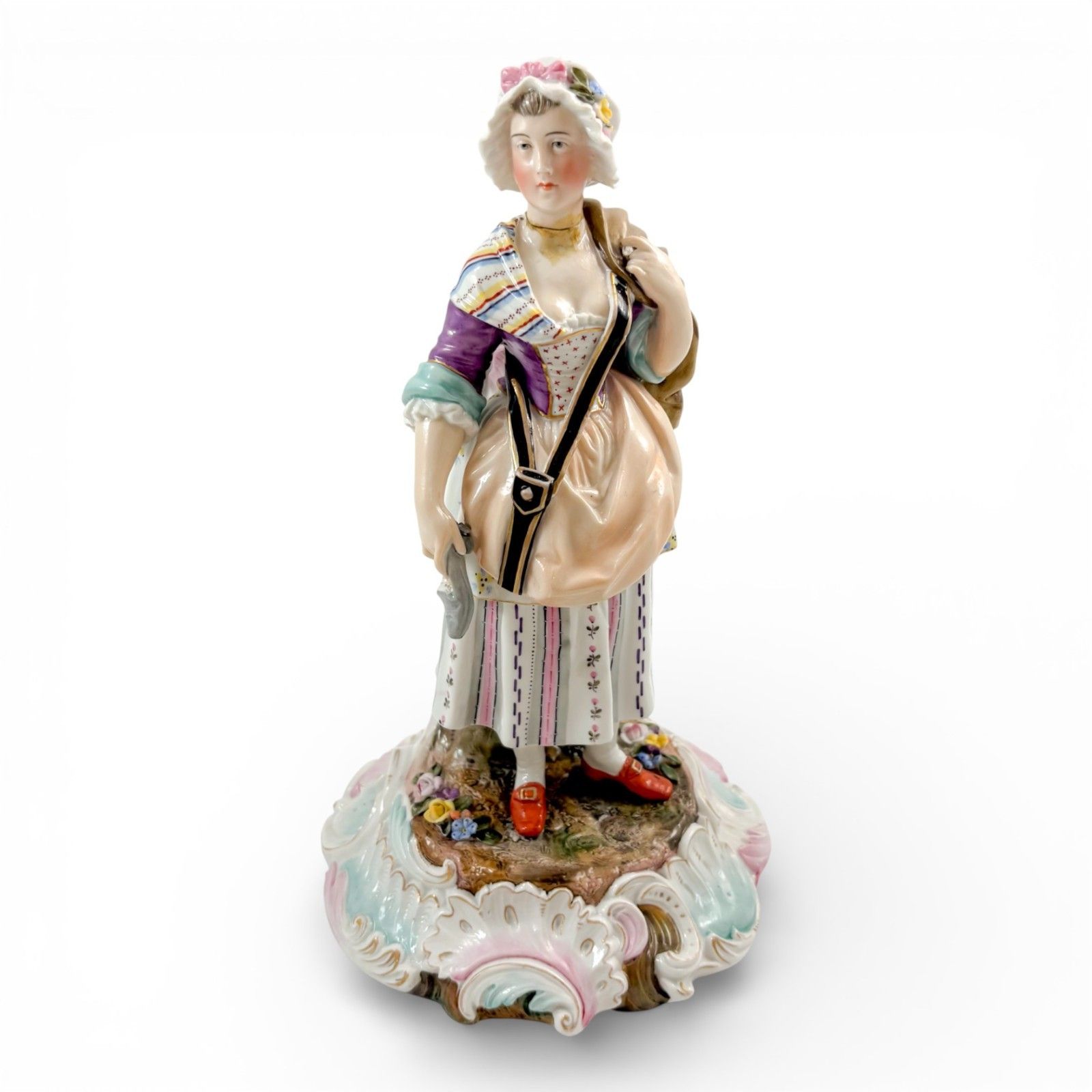 Samson Antique Porcelain Rococo Peasant Woman Figurine Posy Holder photo furniture