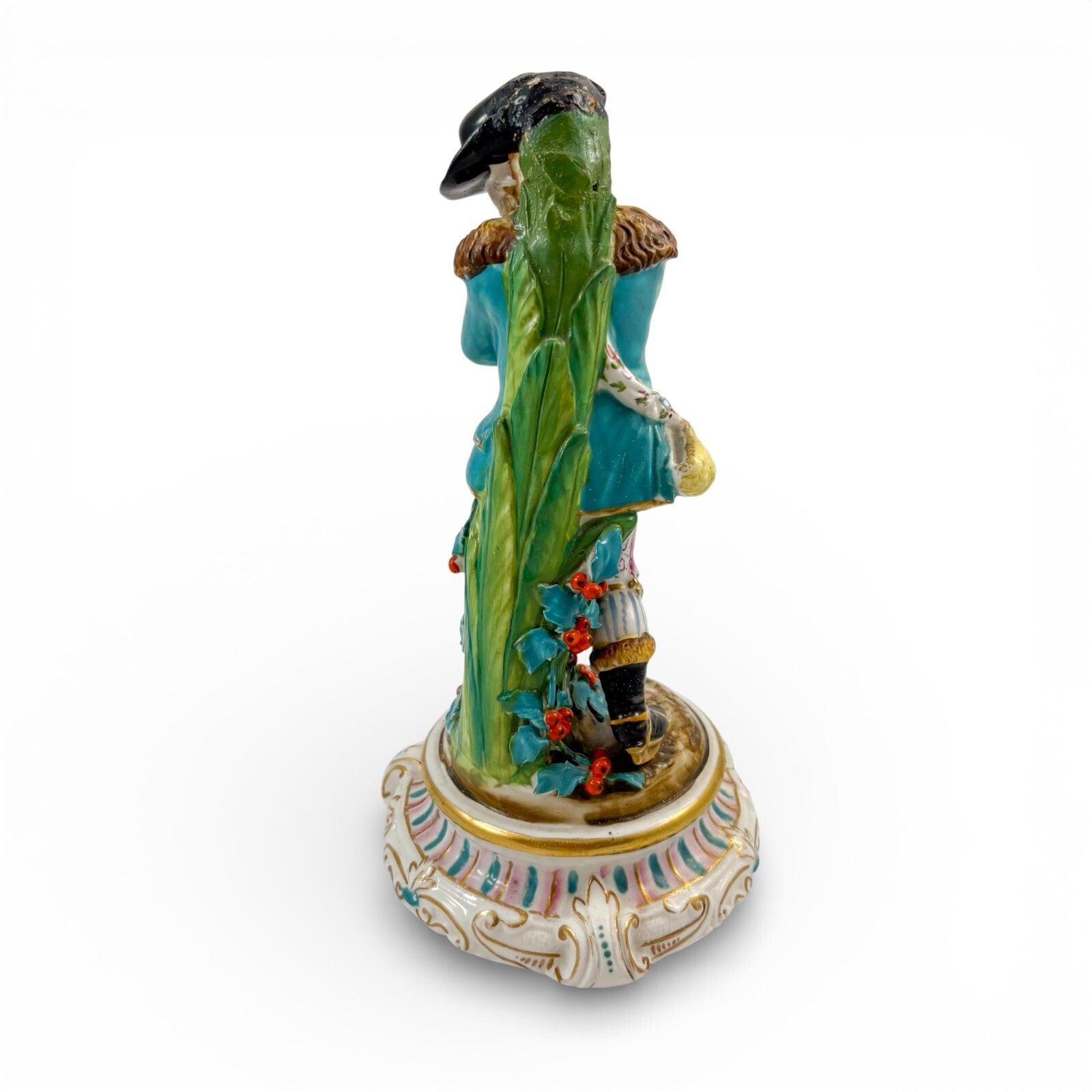 19th Century Volkstedt Porcelain Figure Boy With Flowers, Rococo Style, C. 1890 photo Home Decor