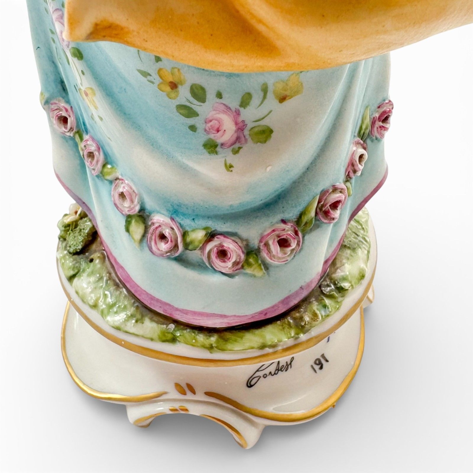 photo vinterior Capodimonte Porcelain Figurine Germano Cortese Italian Woman Figure Mid 20th C