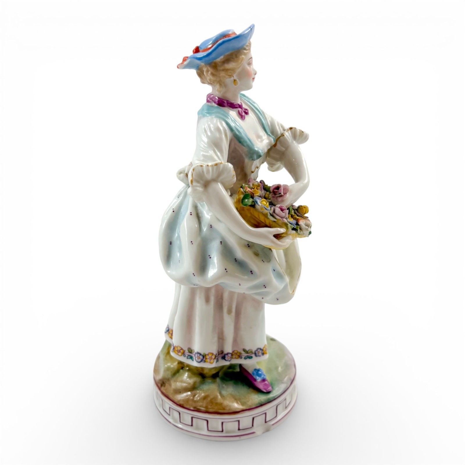 Pair French Porcelain Flower Seller Figures, Paris Rococo Revival, 19th Century photo furniture