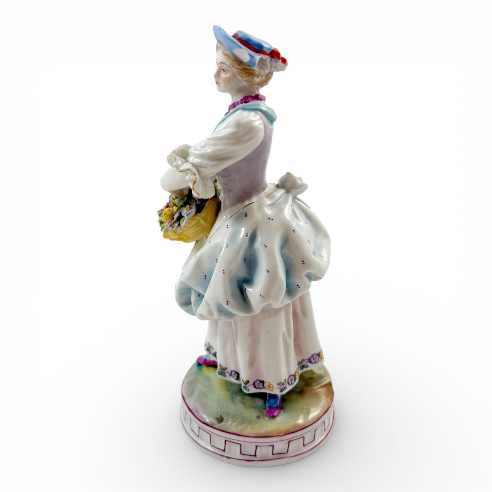 Pair French Porcelain Flower Seller Figures, Paris Rococo Revival, 19th Century photo Home Decor