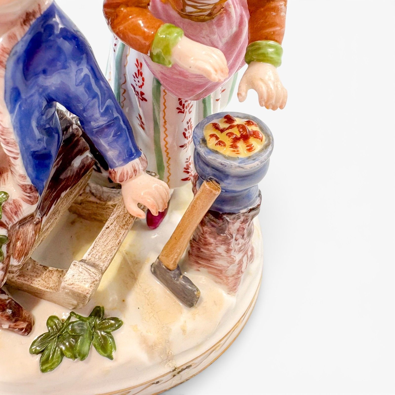 photo buy Antique Ludwigsburg Porcelain Figurine Tyrolean Couple At Work, German, C. 1890