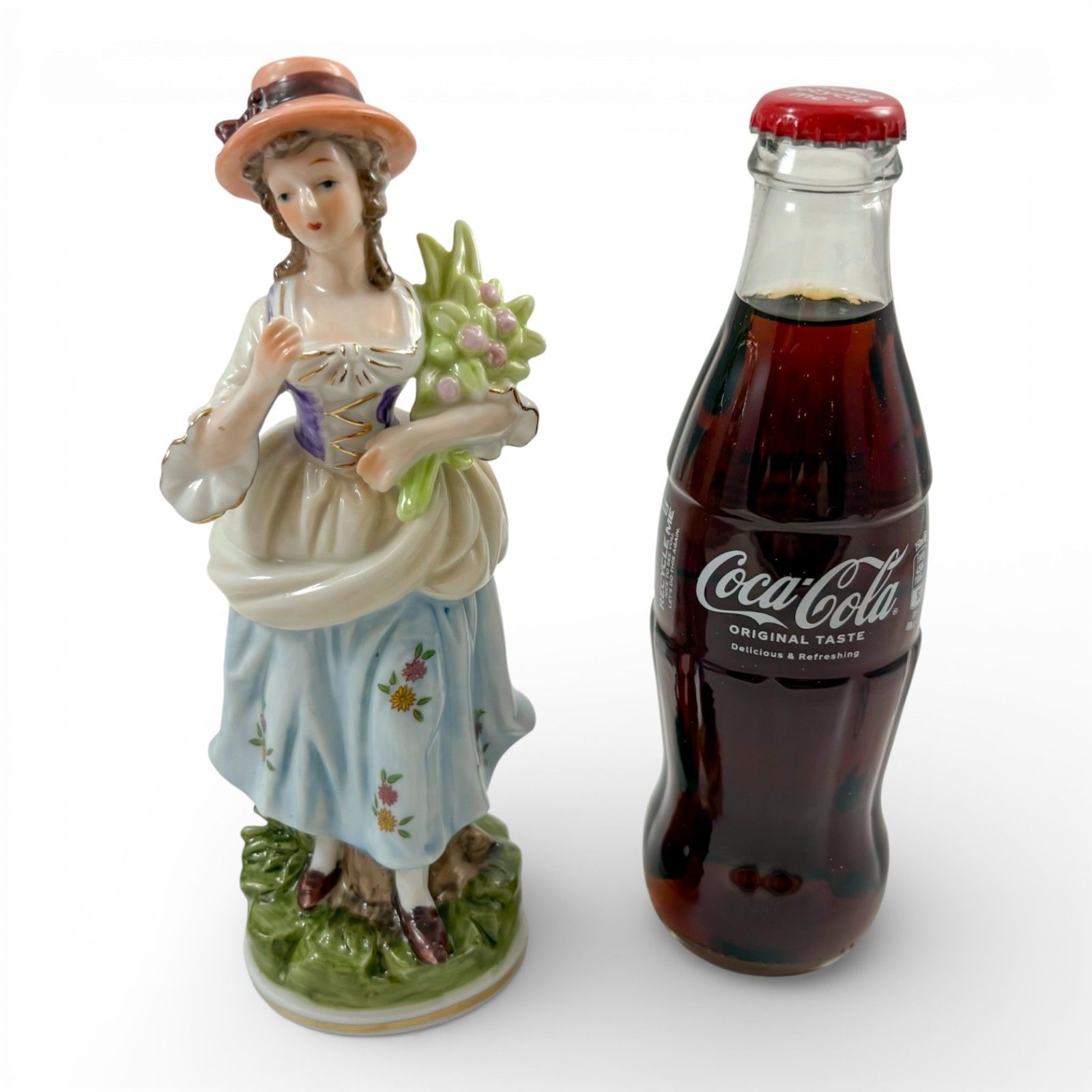 Home Decor Sitzendorf Style Porcelain Flower Girl Figurine, Hand Painted, Mid 20th Century photo