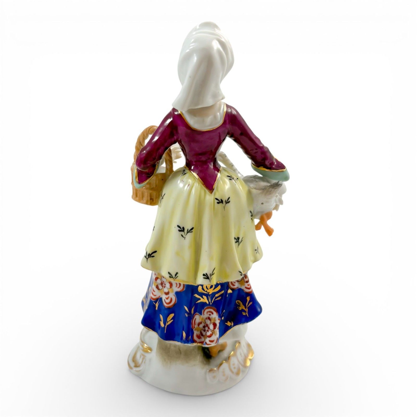 German Porcelain Country Girl Figurine With Goose, Continental, Mid 20th Century photo Home Decor
