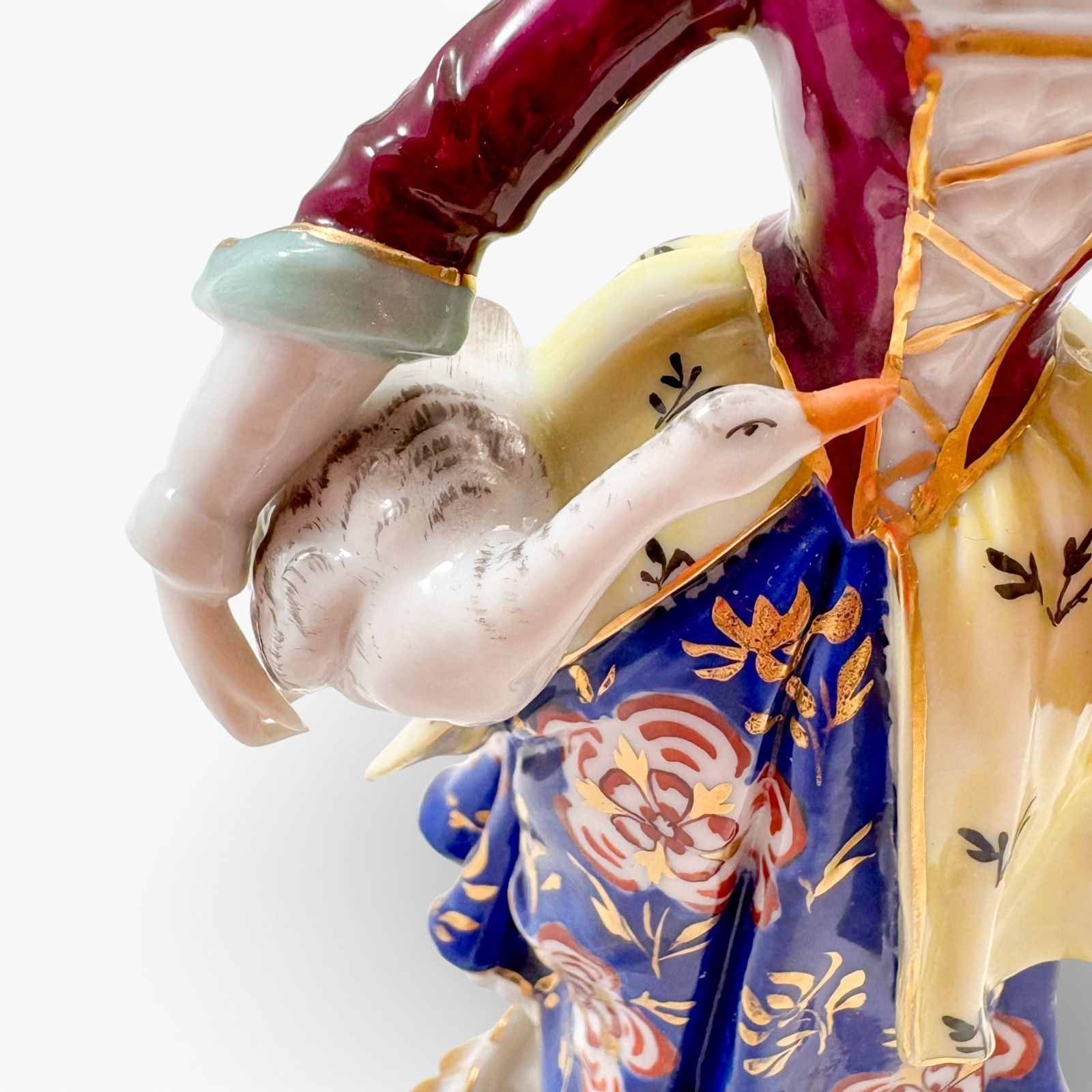 photo for sale German Porcelain Country Girl Figurine With Goose, Continental, Mid 20th Century