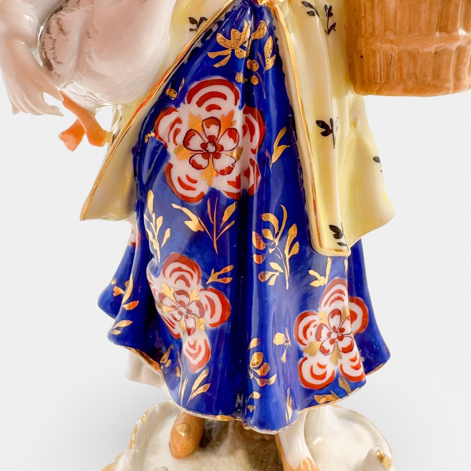 photo vinterior German Porcelain Country Girl Figurine With Goose, Continental, Mid 20th Century