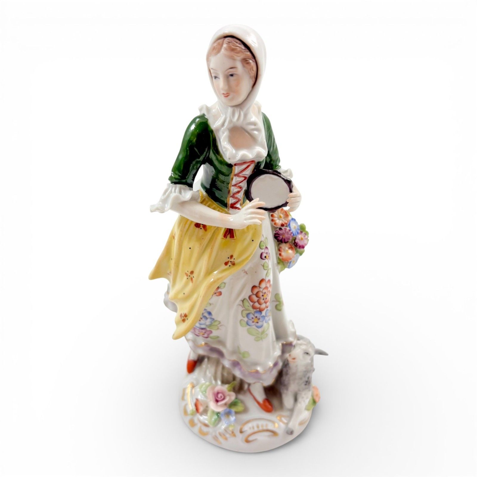Antique Sitzendorf Porcelain Pastoral Figurines Couple With Lambs, C.1900 photo buy