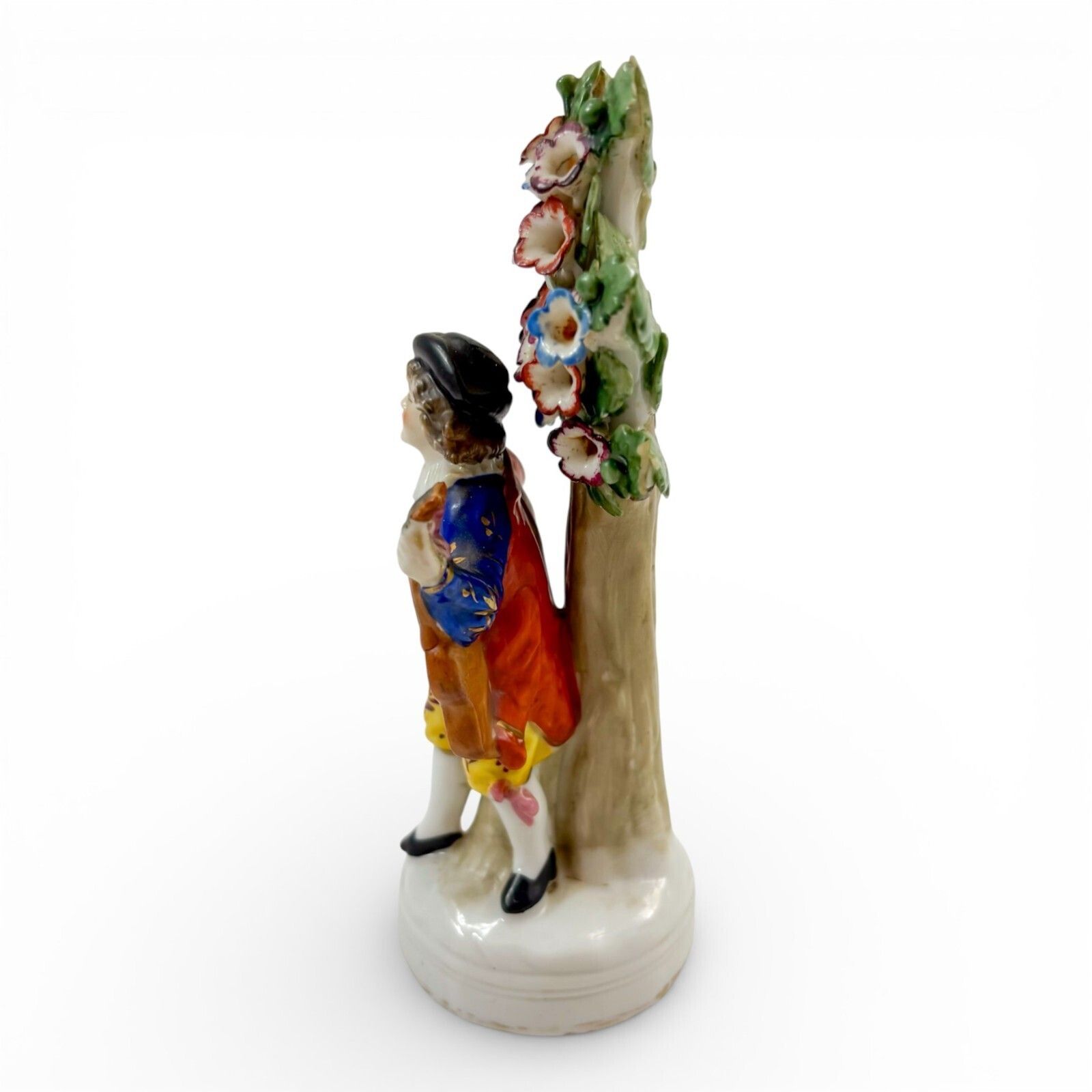 Rococo Style German Porcelain Troubadour Figurine With Floral Bocage Posy Holder photo for sale
