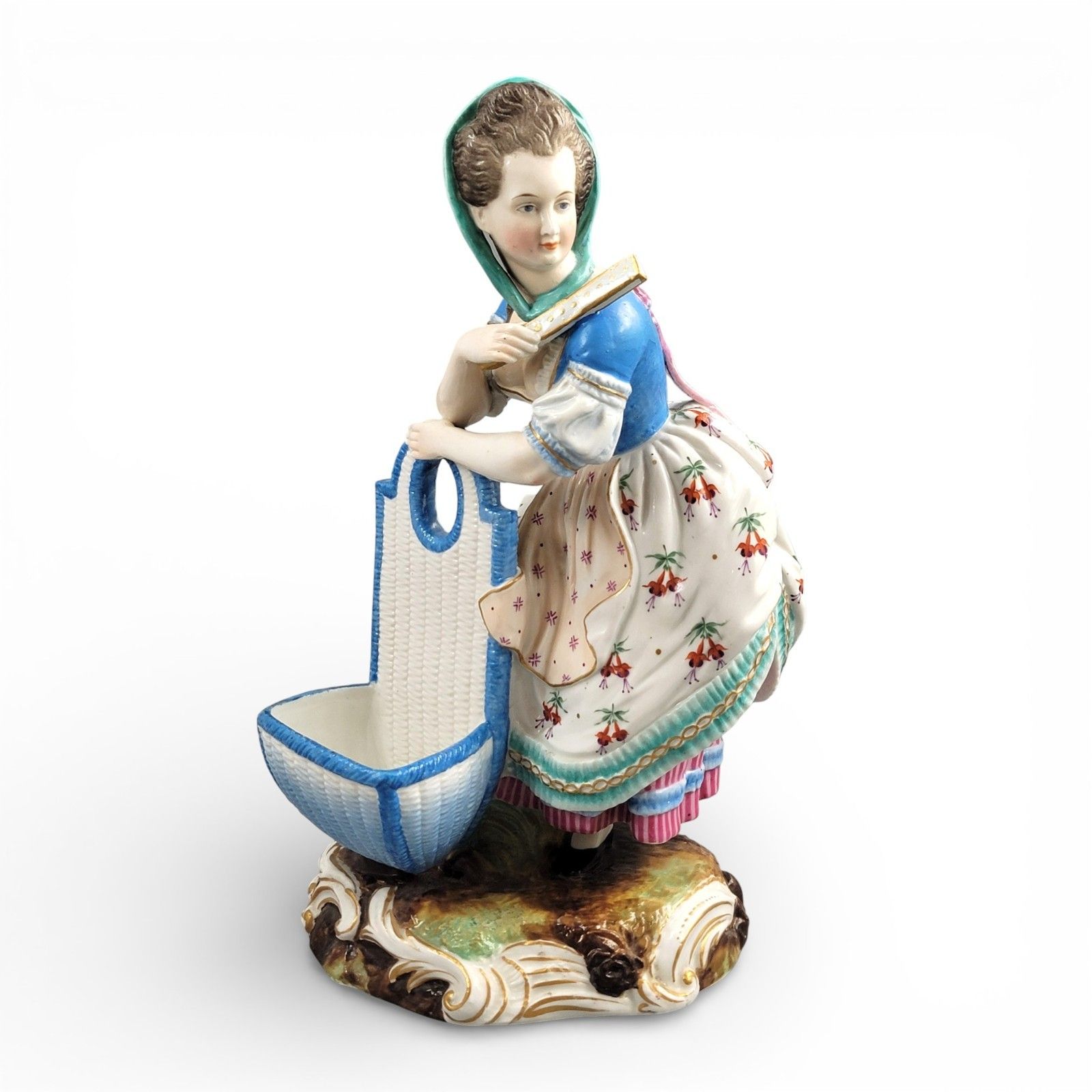 Large Limbach Porcelain Figure Of A Woman With Basket, Thuringia, C. 1825