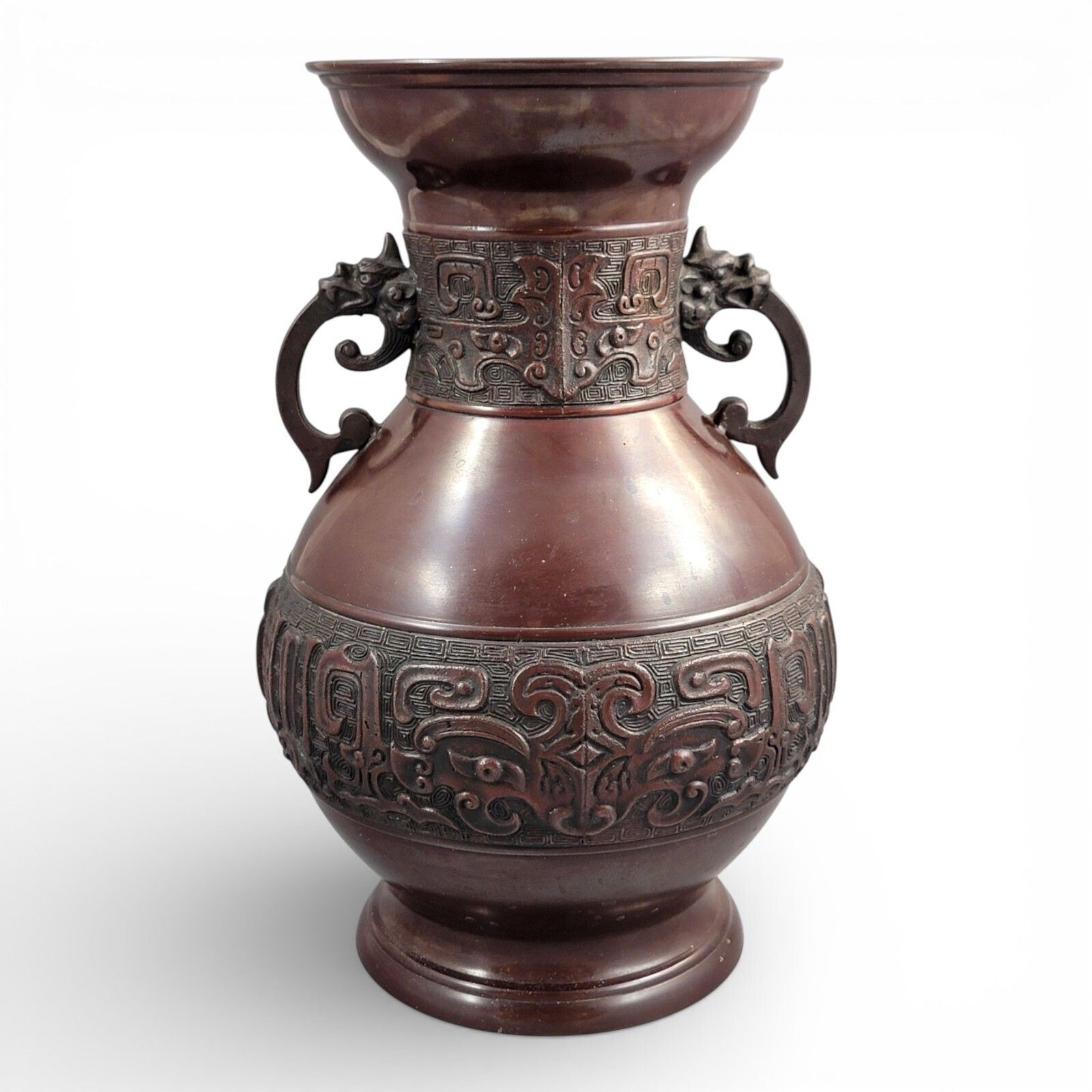 Antique Japanese Archaistic Bronze Hu Vase, Meiji–Taishō Period, C.1900 photo 800.0