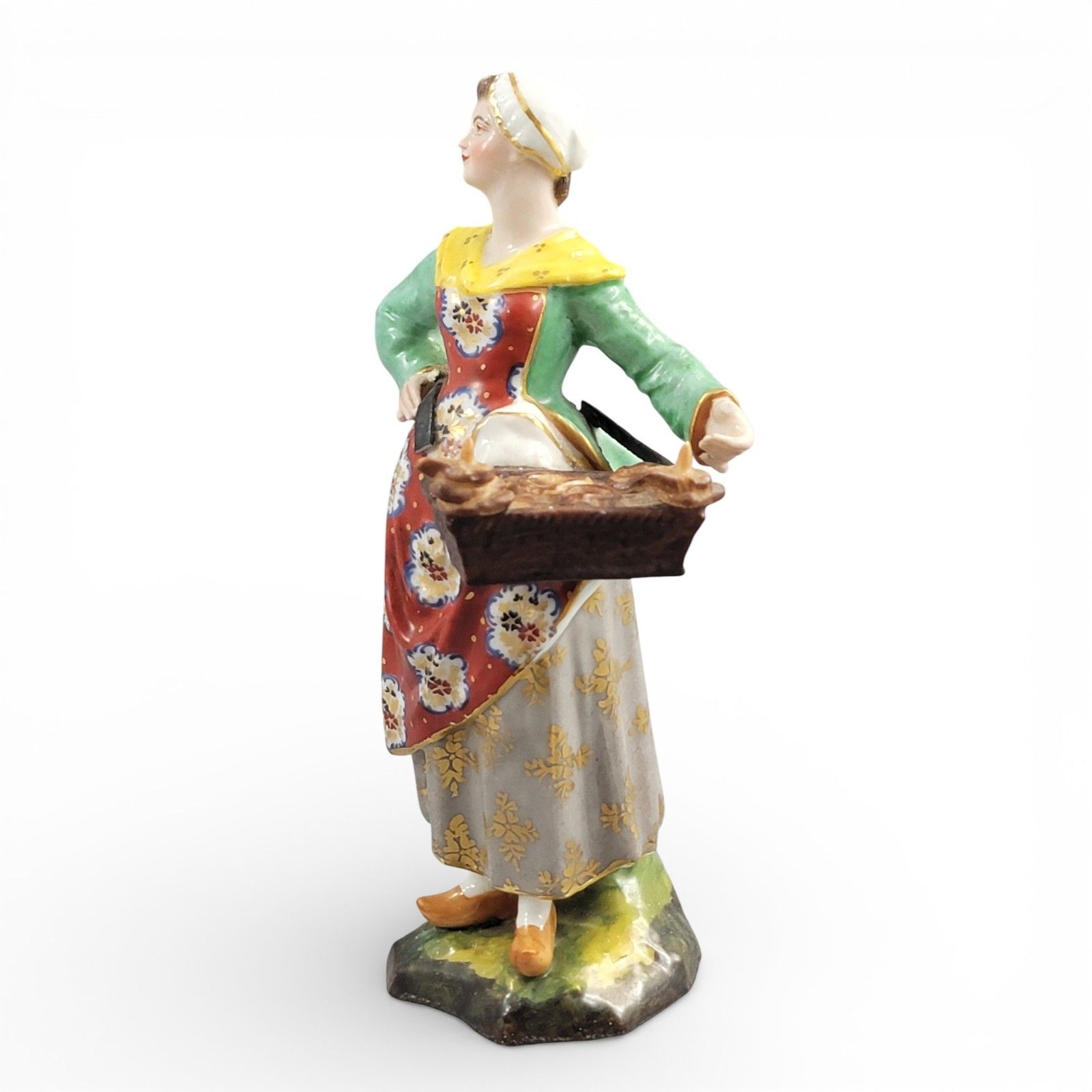 Georgian Derby Porcelain Figure Of A Female Bun Seller (Street Vendor), C.1800 photo furniture