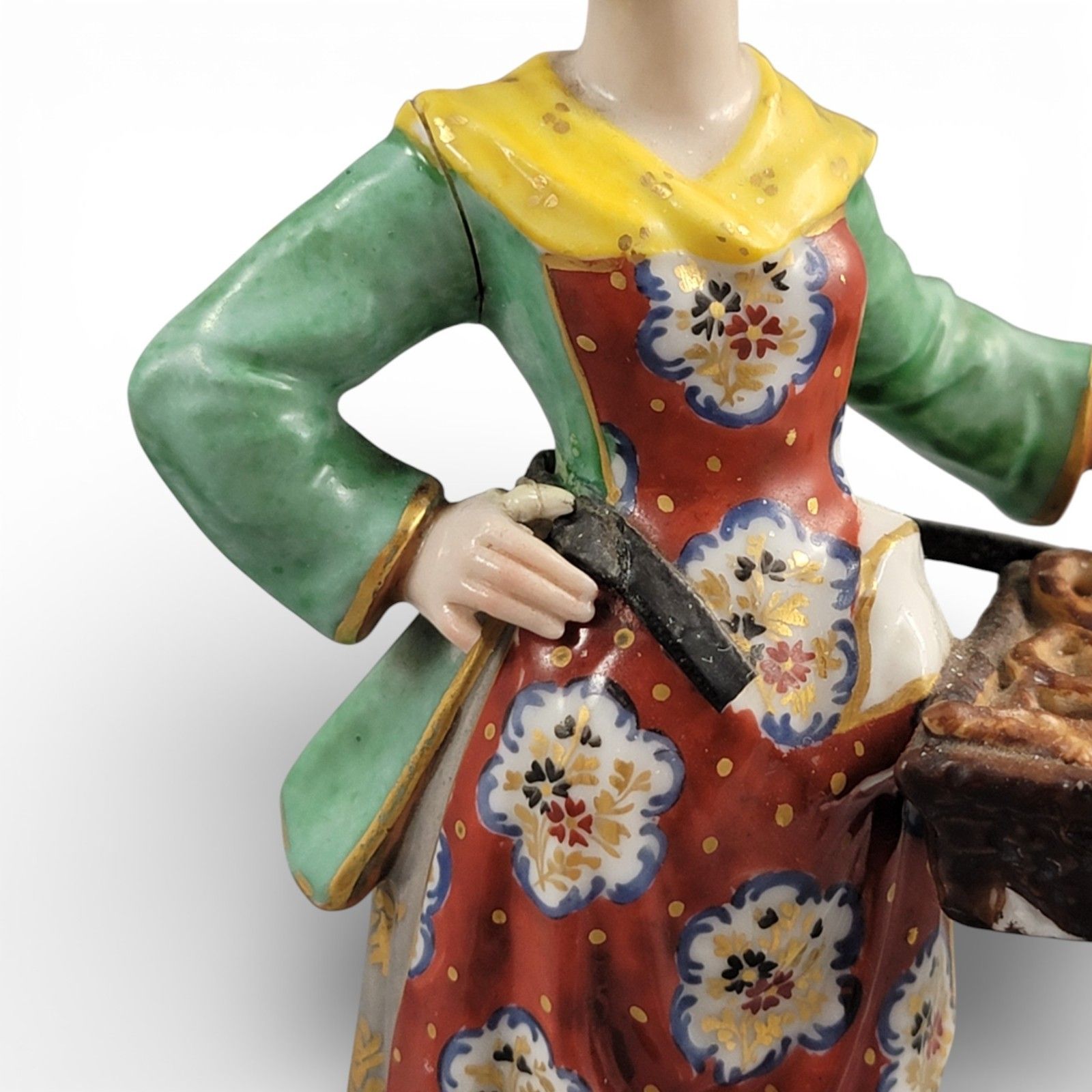 Georgian Derby Porcelain Figure Of A Female Bun Seller (Street Vendor), C.1800 photo buy