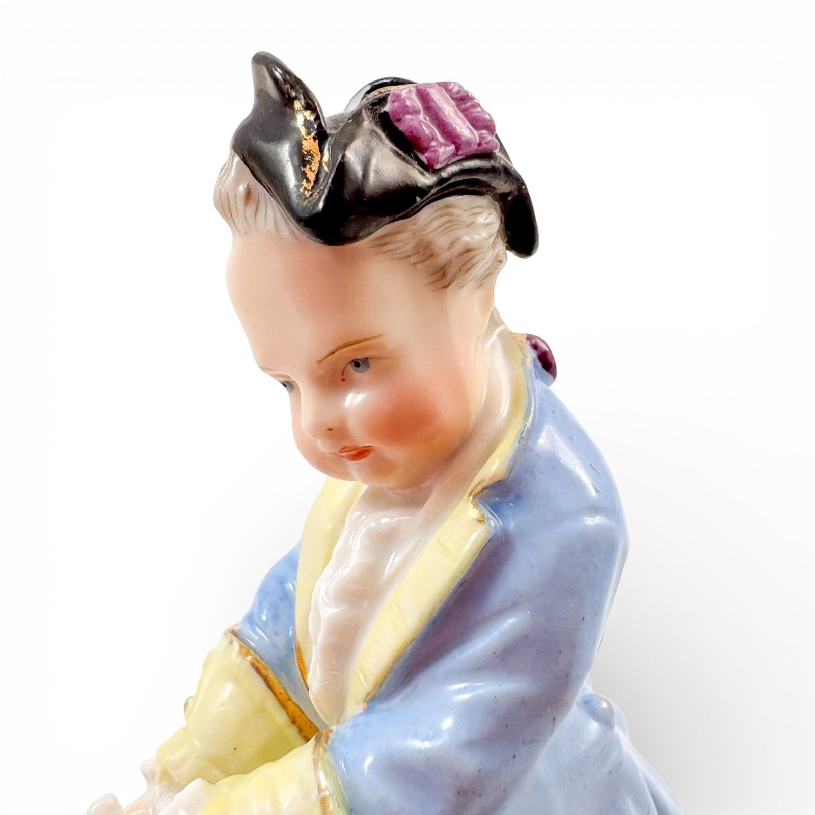 Antique Dresden Porcelain Courtly Boy Figurine With Letter, Rococo Style C. 1900 photo vintage
