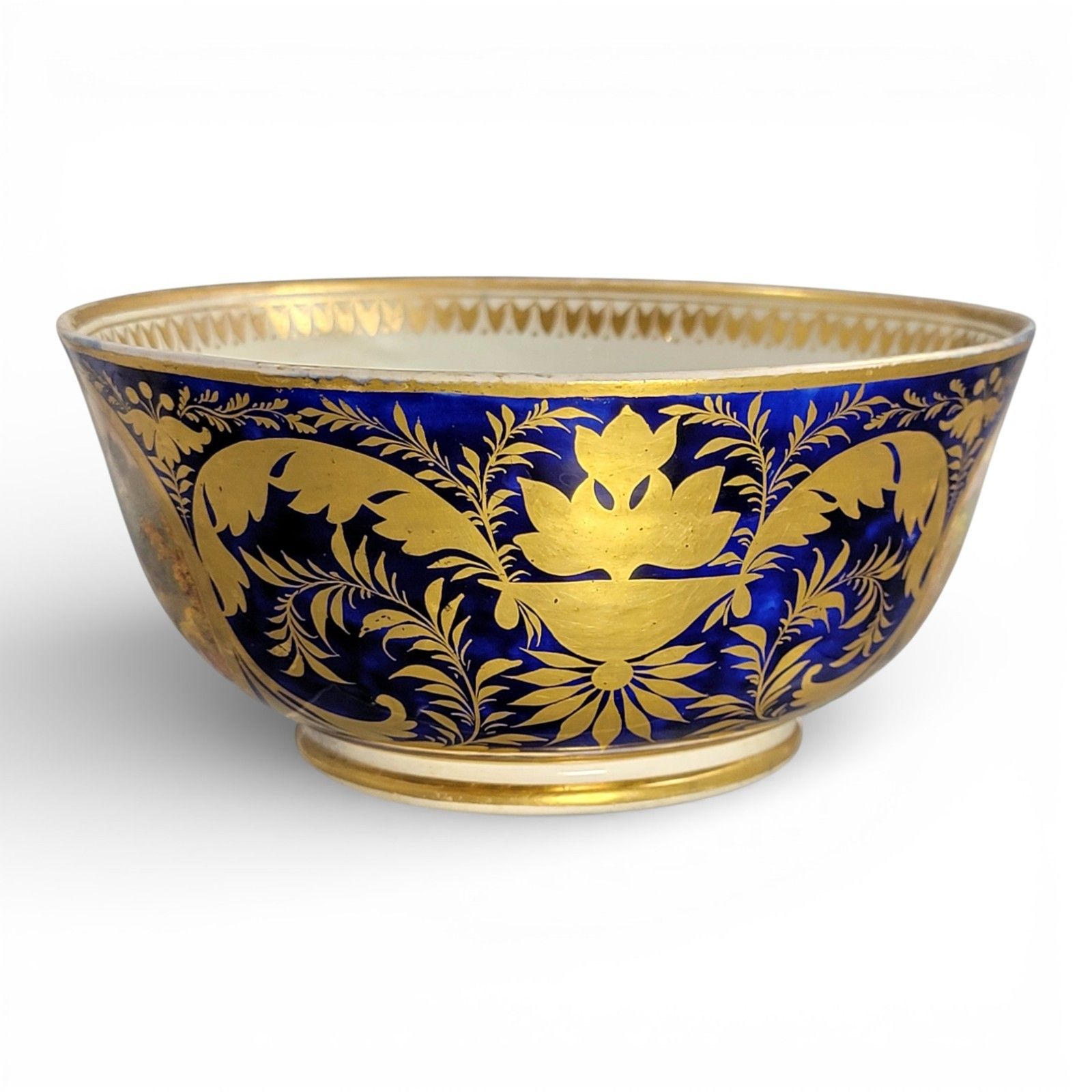 Antique Georgian Derby Porcelain Cabinet Bowl With Titled Landscapes C.1795–1810 photo for sale