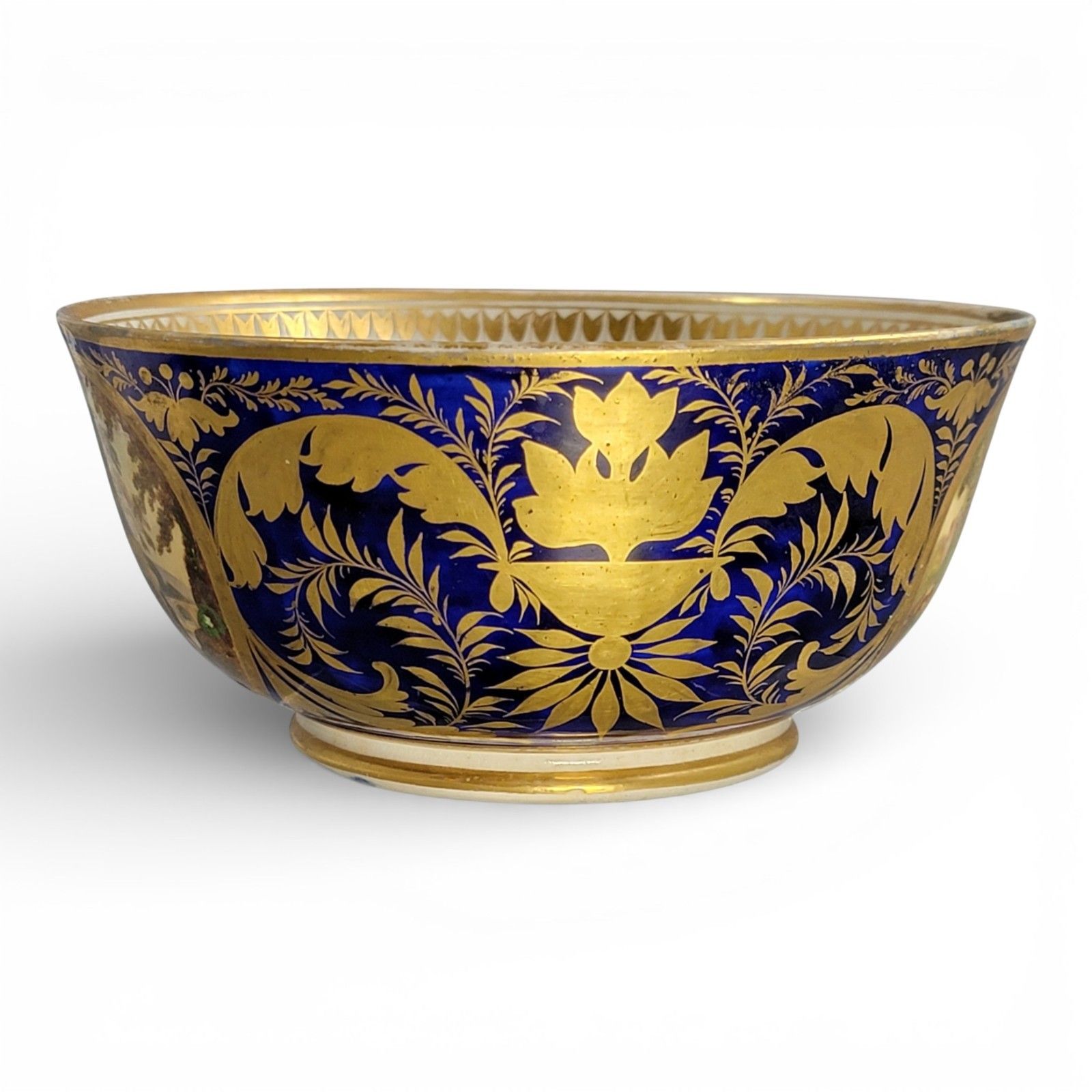 Antique Georgian Derby Porcelain Cabinet Bowl With Titled Landscapes C.1795–1810 photo 600.0