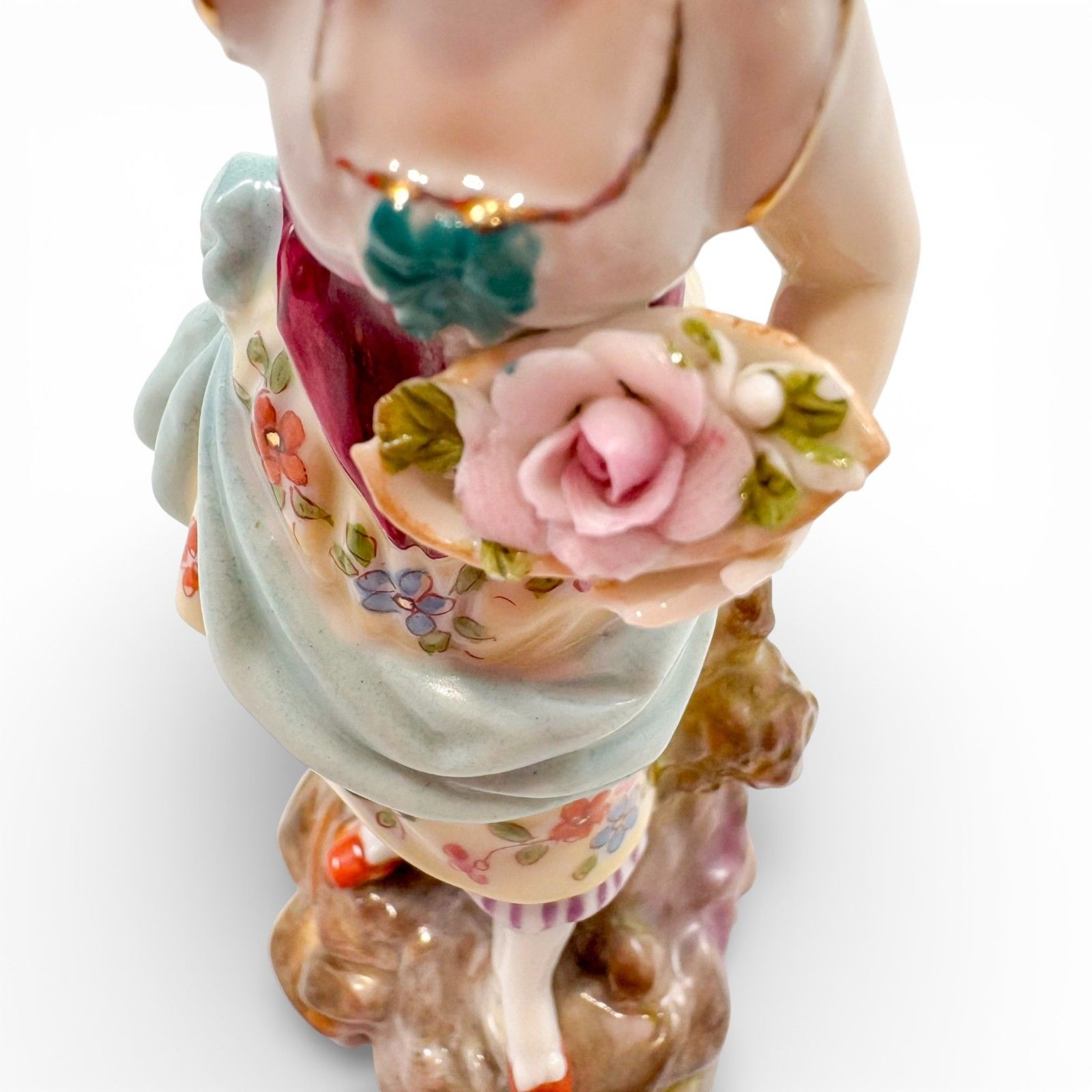 photo buy Antique German Porcelain Flower Seller Boy Girl Figurines, Triebner Ens Eckert