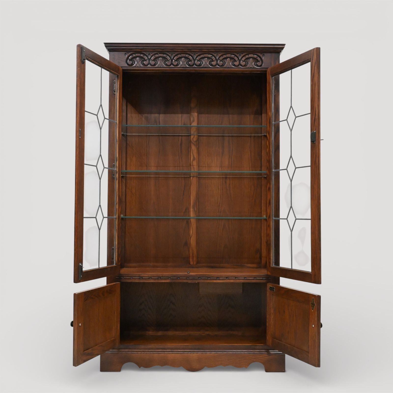 photo furniture Old Charm Display Cabinet 3 Shelves Tudor Brown Free Uk Delivery*