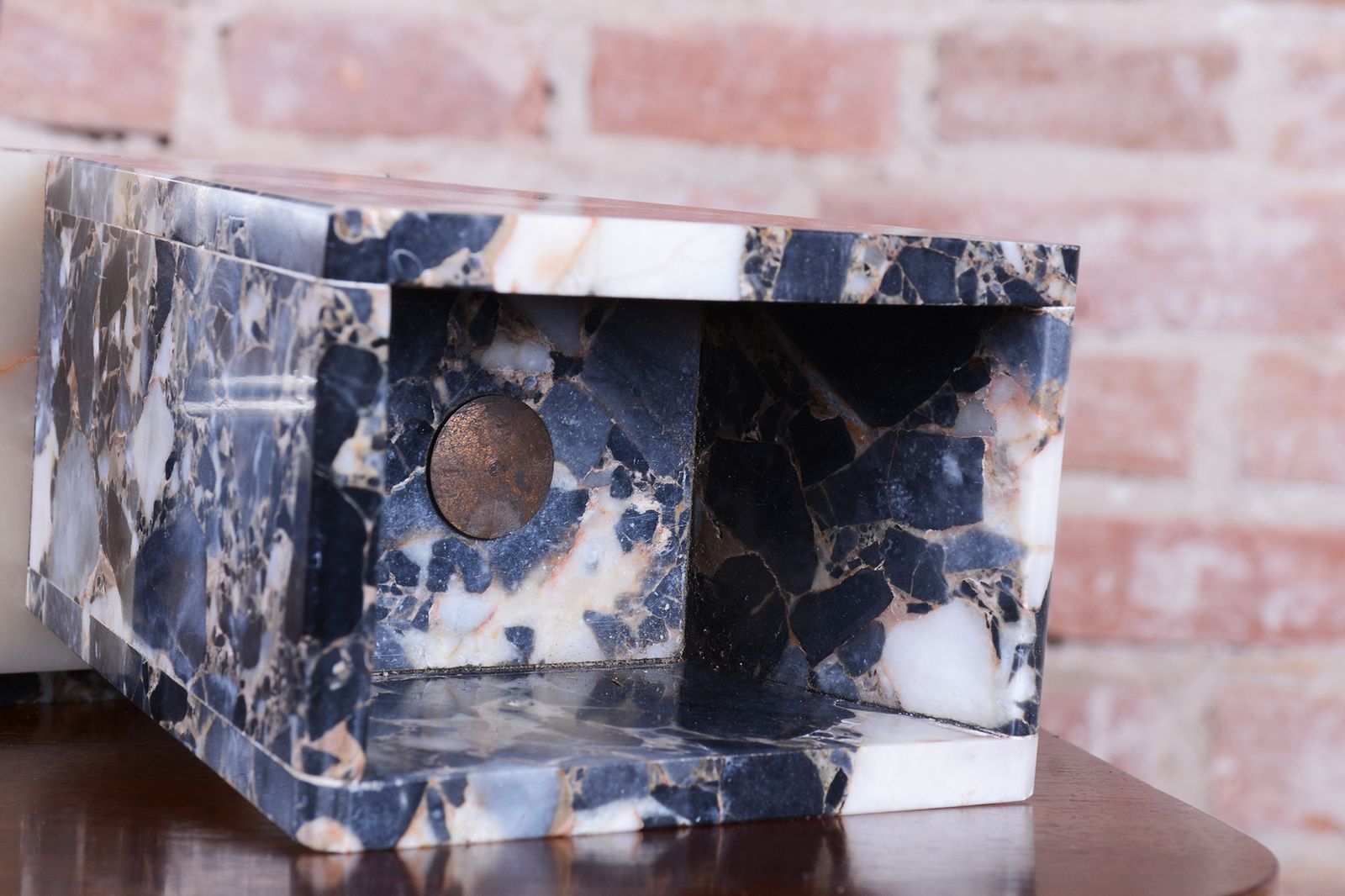 1600.0 Restored Art Deco Clock, Marble, Bronze, Glass, France. 1920s photo