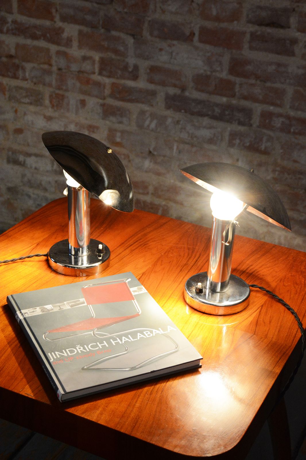 1000.0 Pair Of Restored Bauhaus Table Lamps, By Miroslav Prokop, Chrome, Czech, 1930s photo