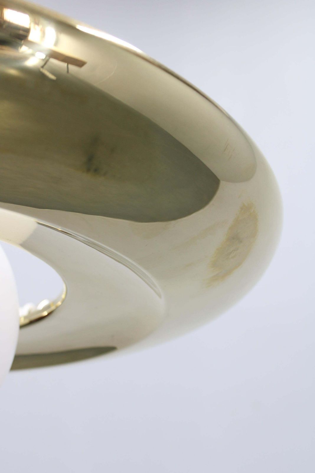 Art Deco Brass Chandelier With White Glass, Czechoslovakia 1930s photo vintage