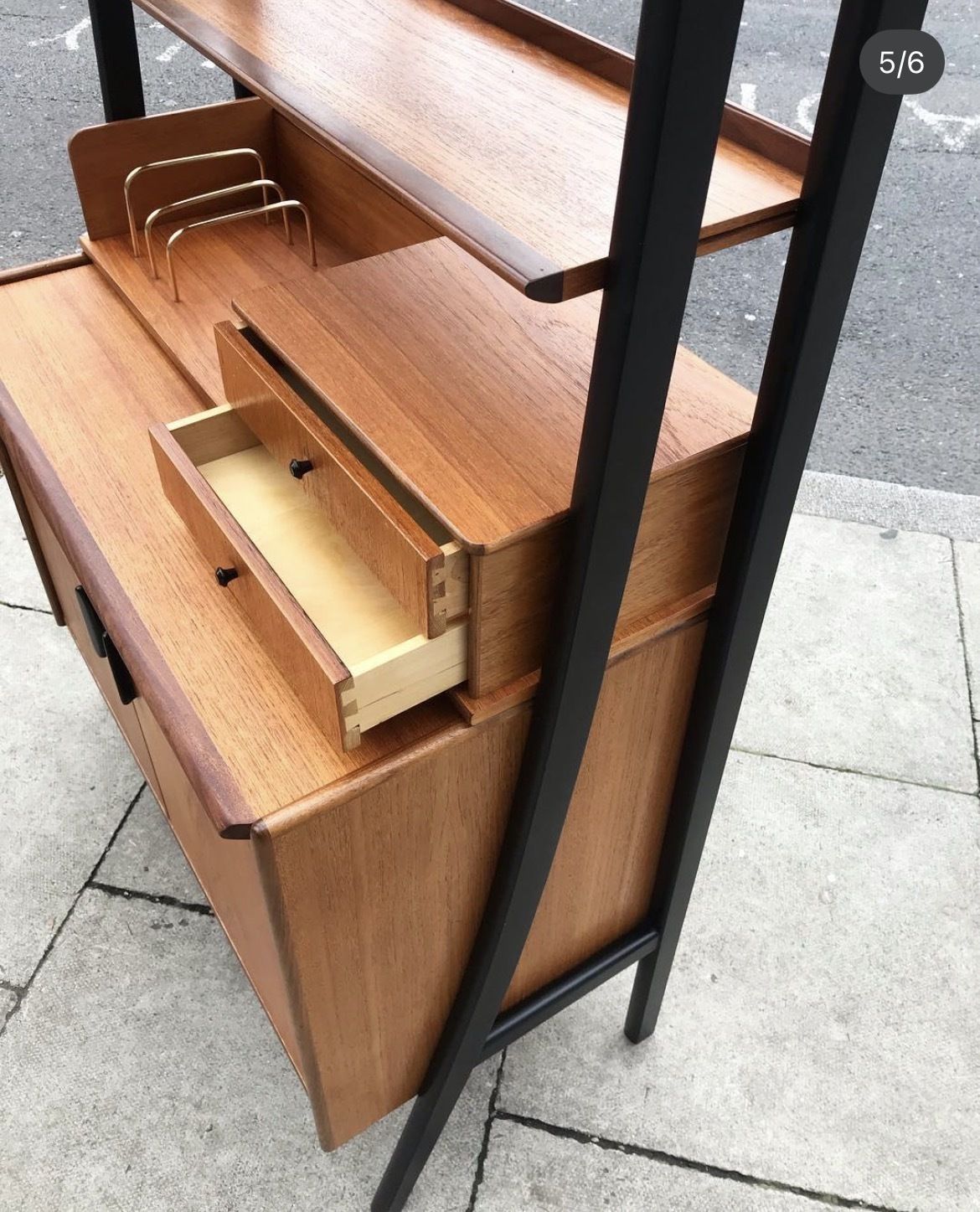 Mid Century Teak Secretary Desk With Modular Shelving photo furniture